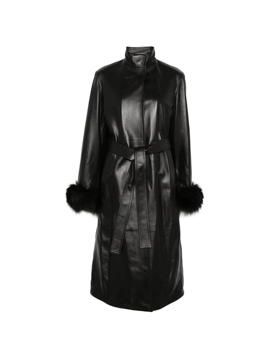 belted leather coat