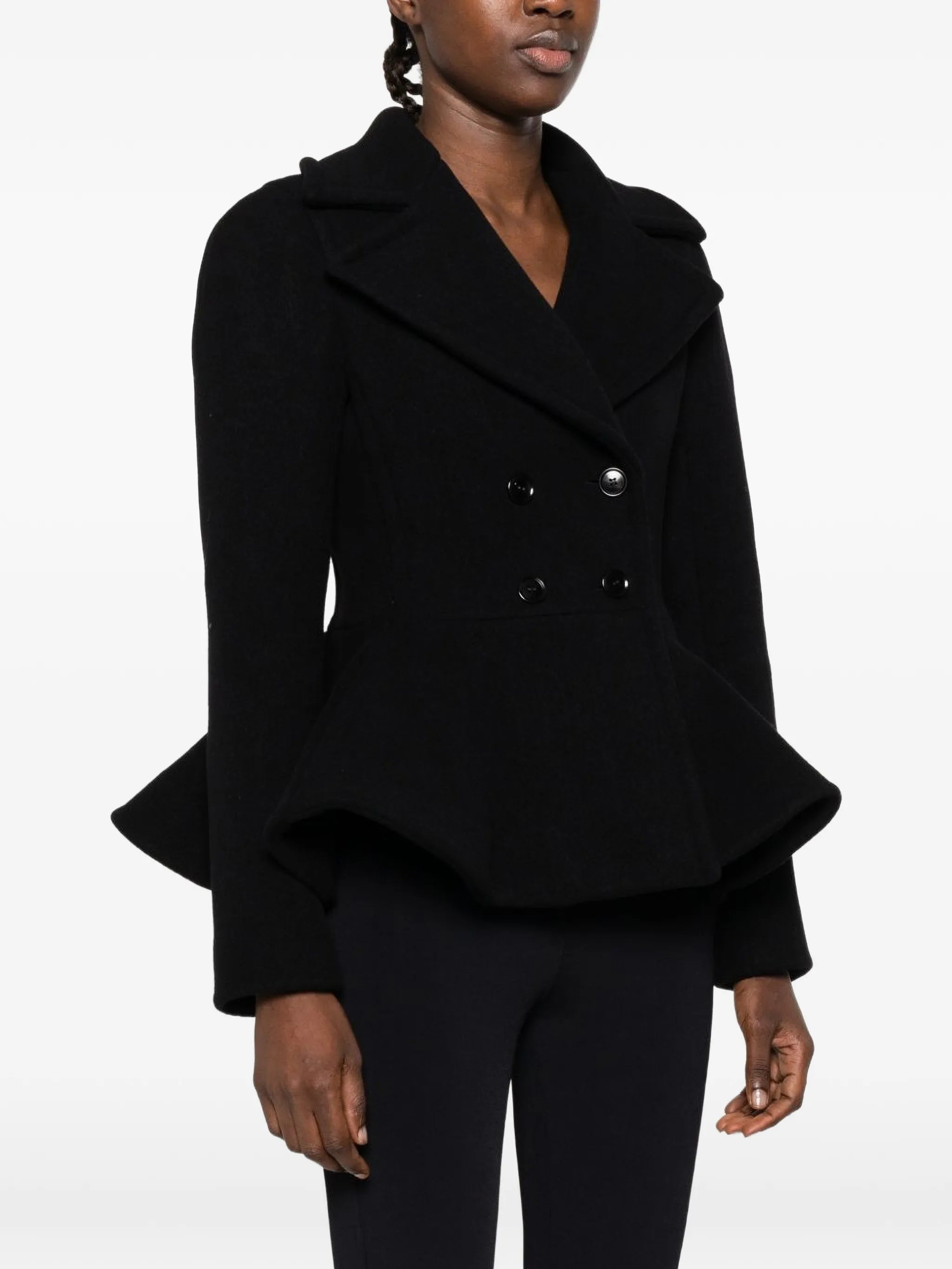 double-breasted peplum jacket