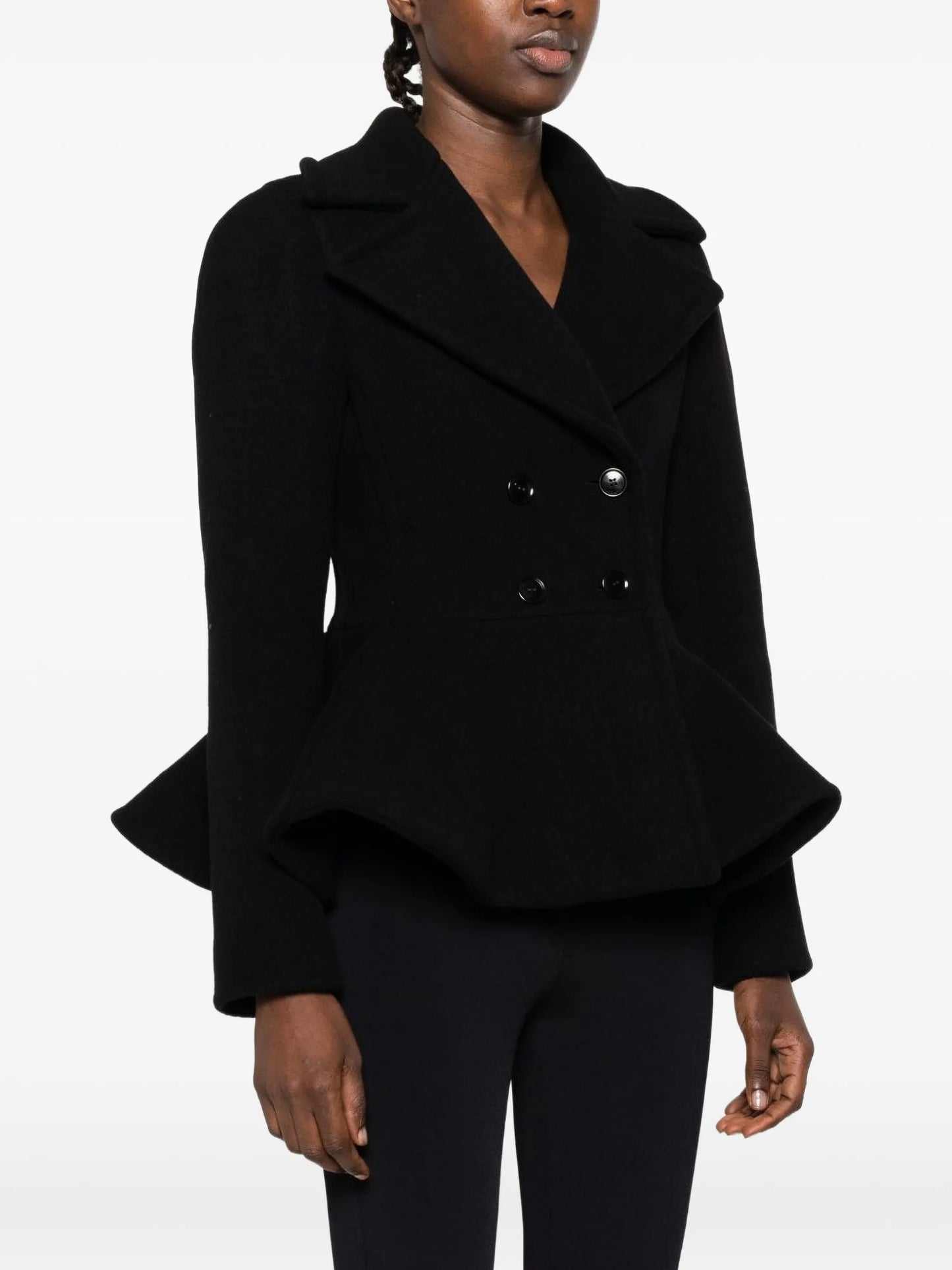 double-breasted peplum jacket