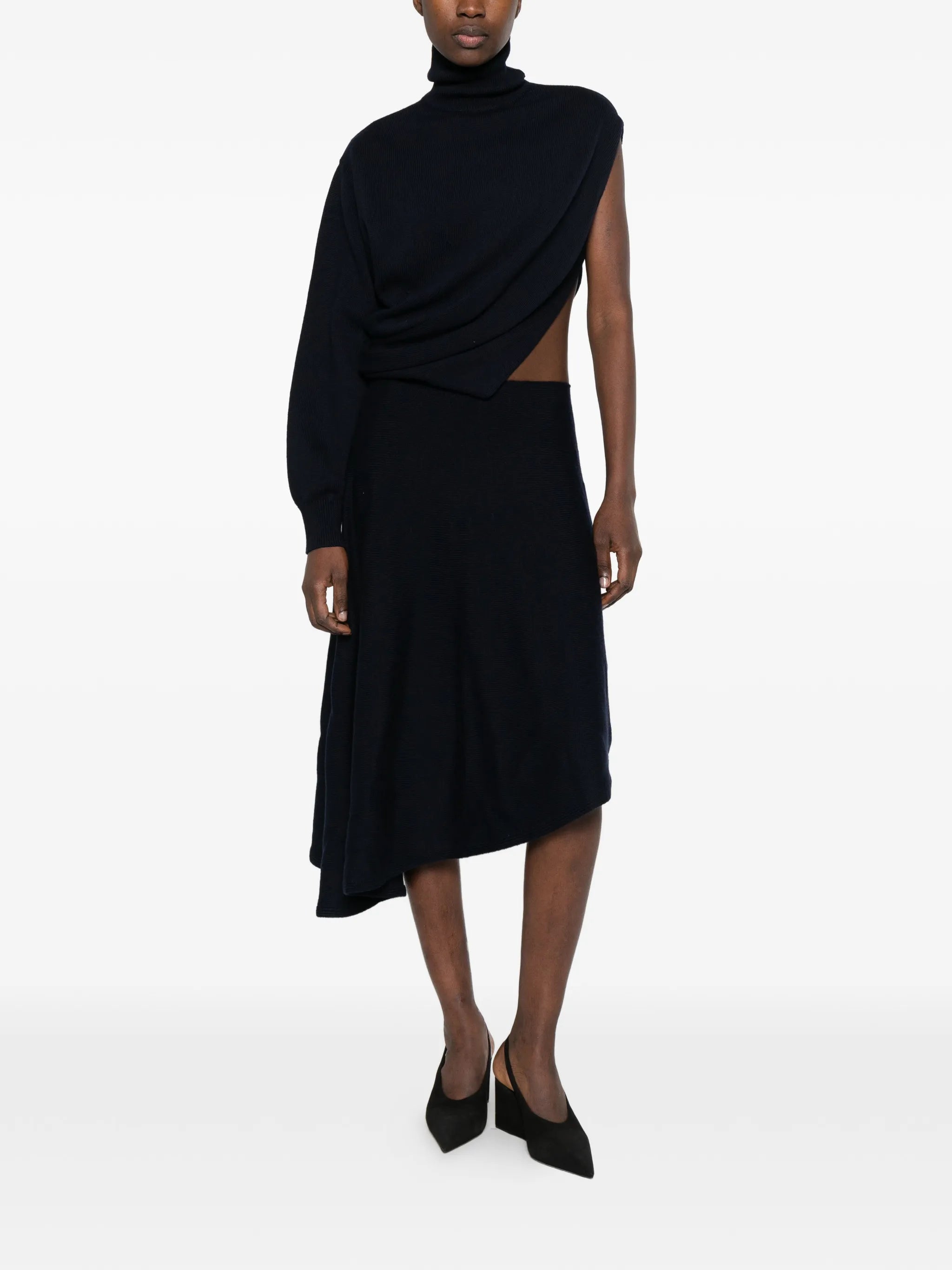 cut-out turtleneck midi dress