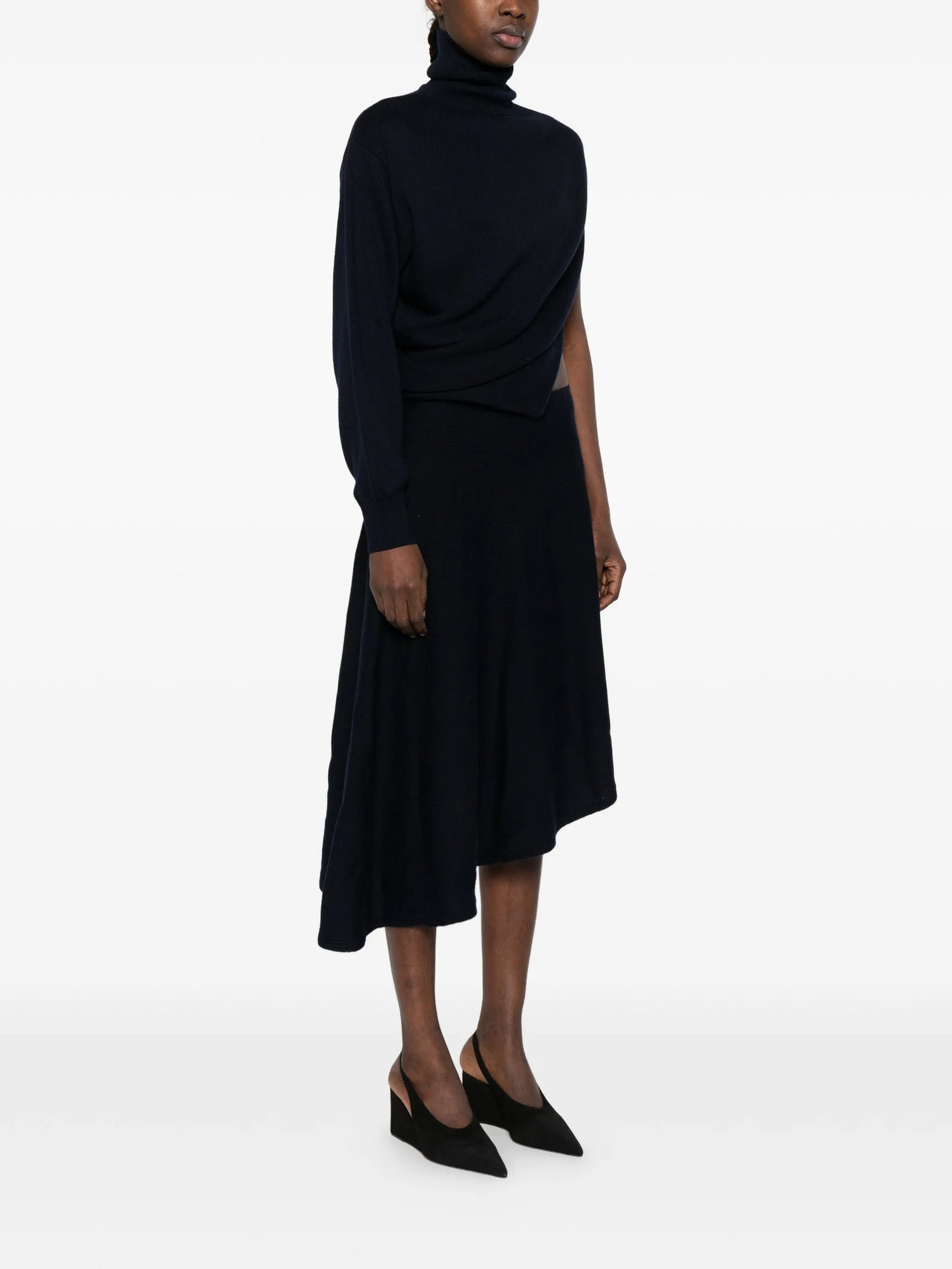 cut-out turtleneck midi dress