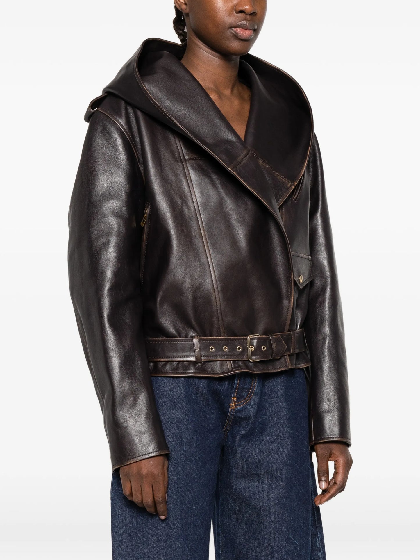 hooded belted jacket