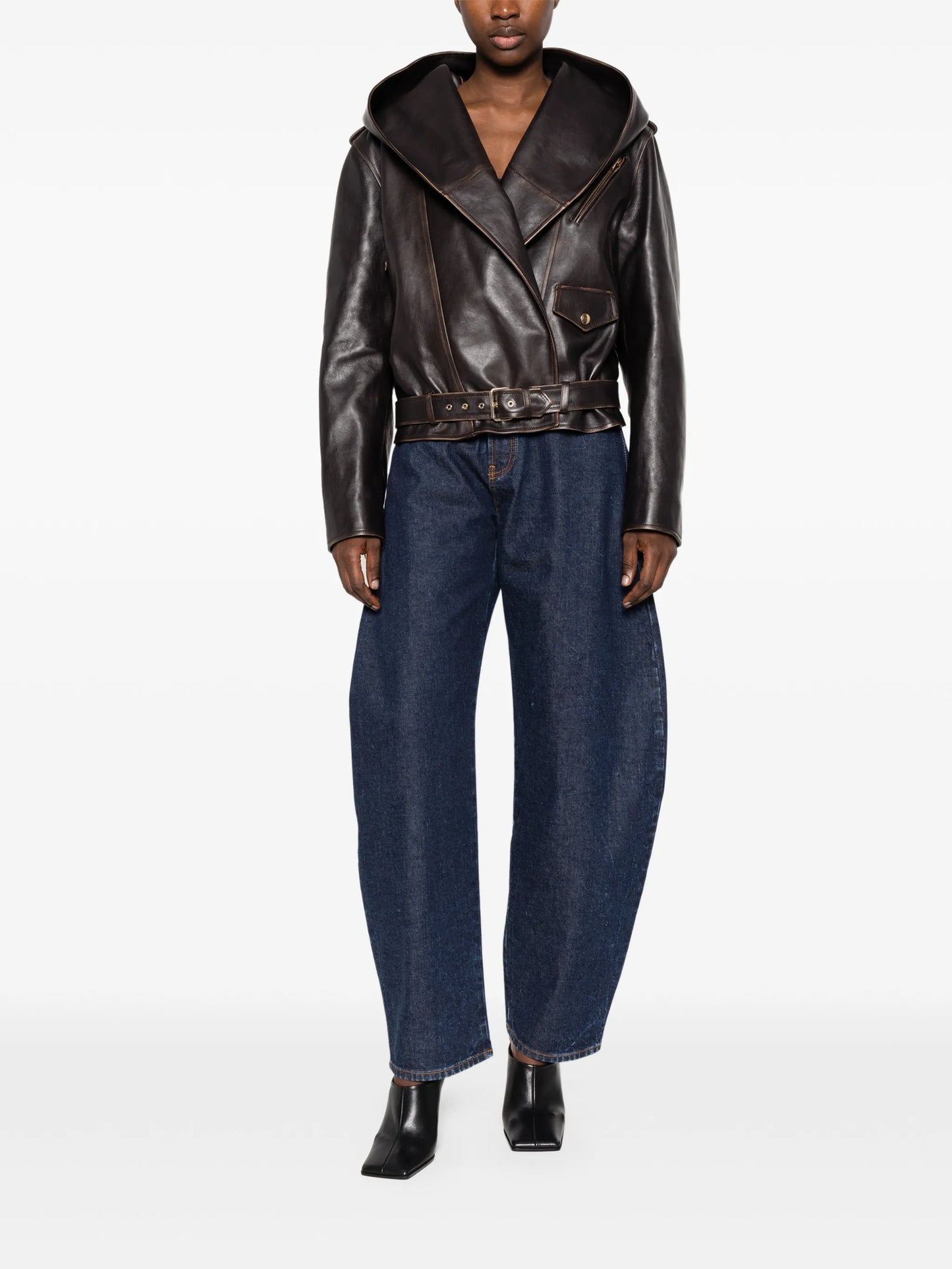 hooded belted jacket