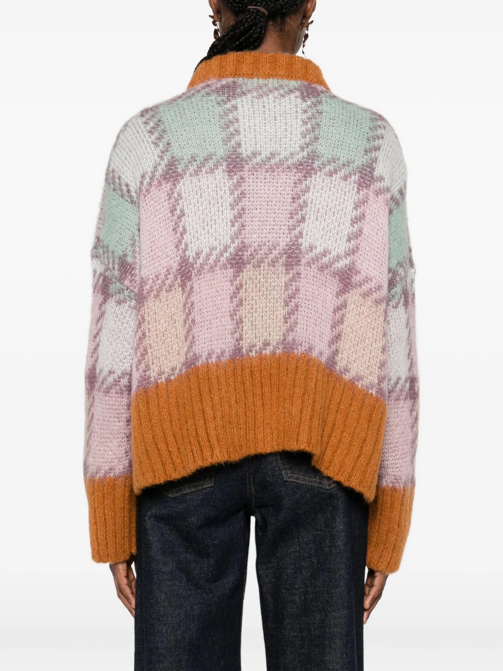 checked long-sleeve sweater