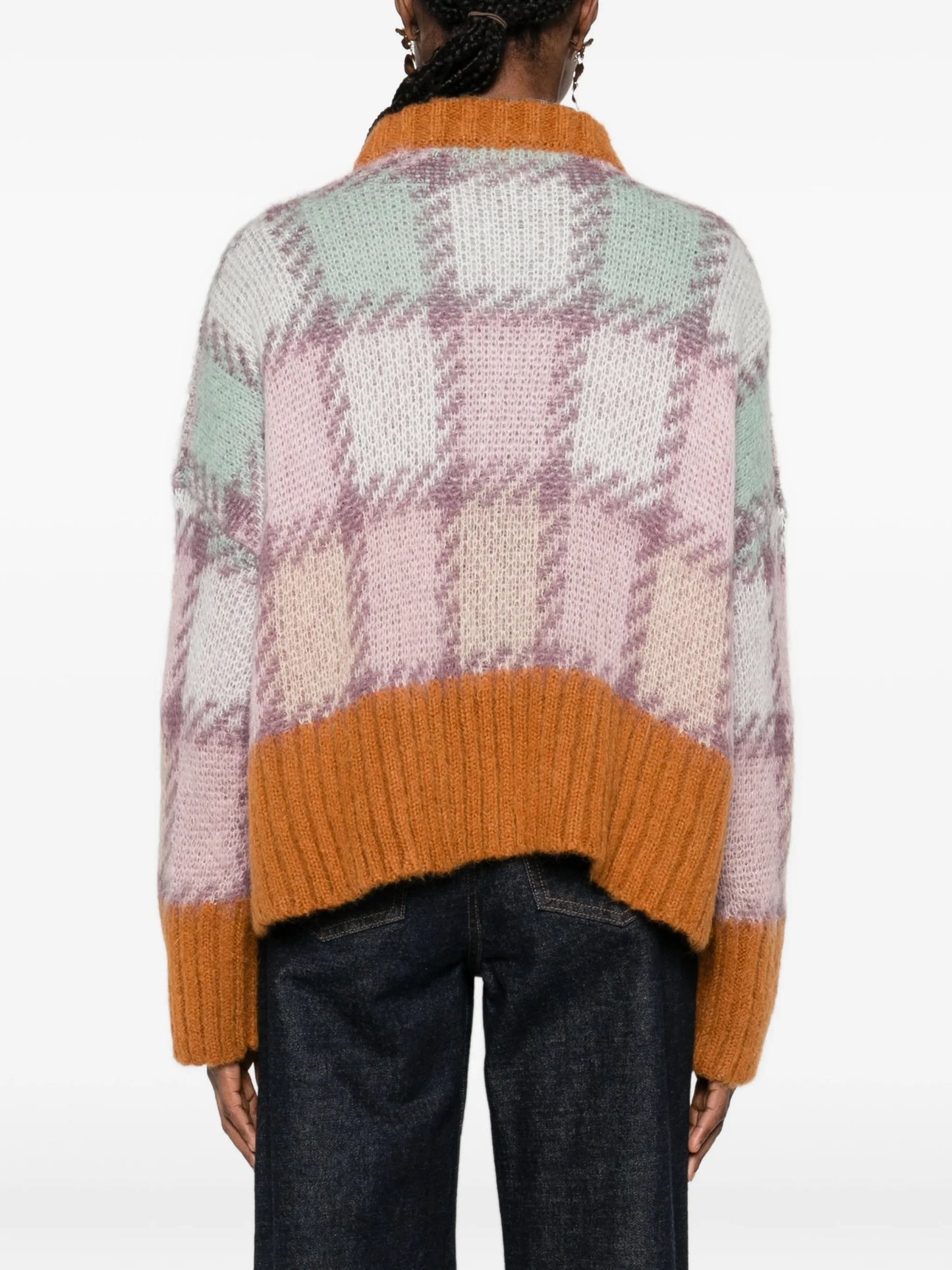 checked long-sleeve sweater