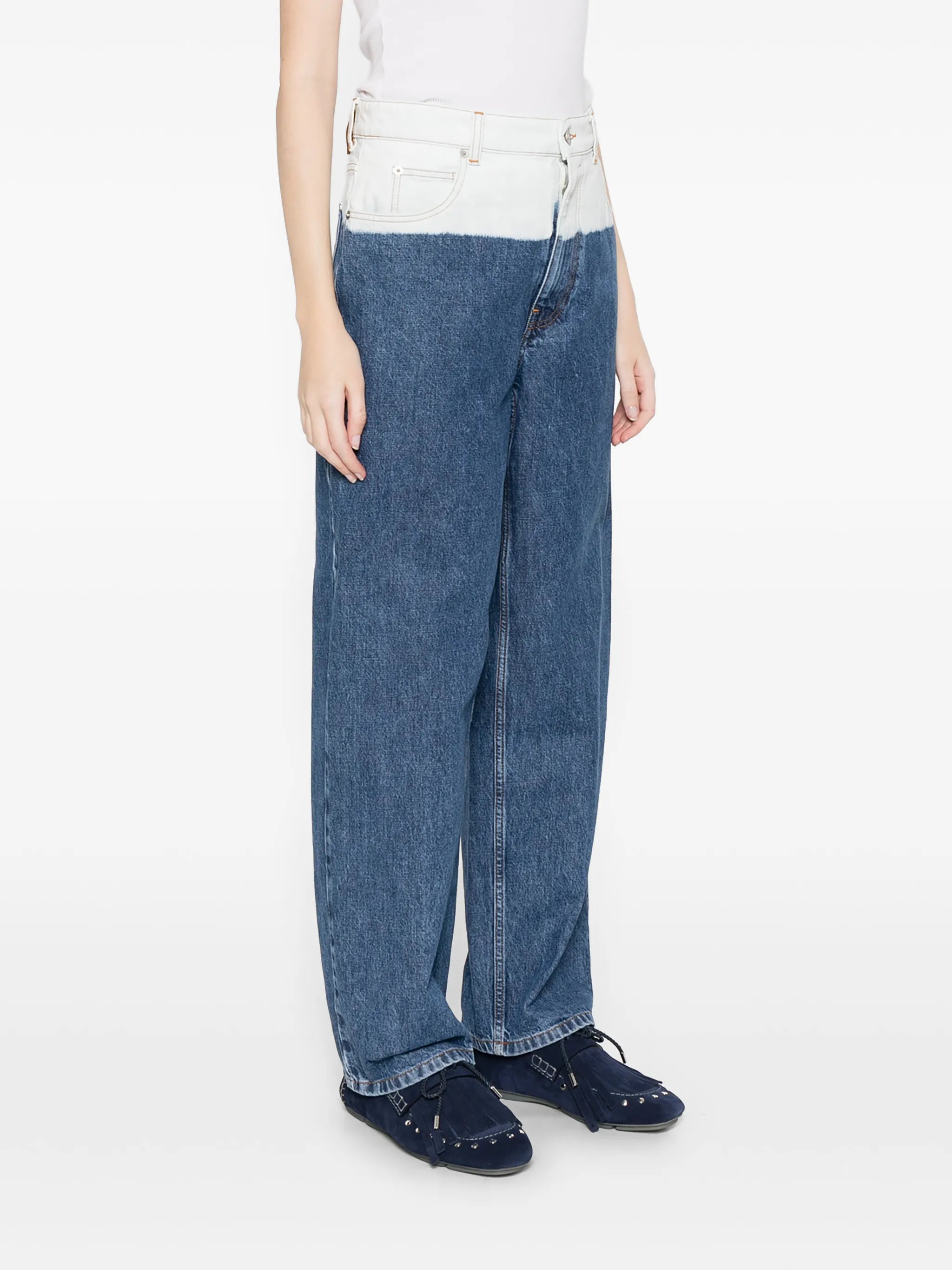 gradient wide leg jeans