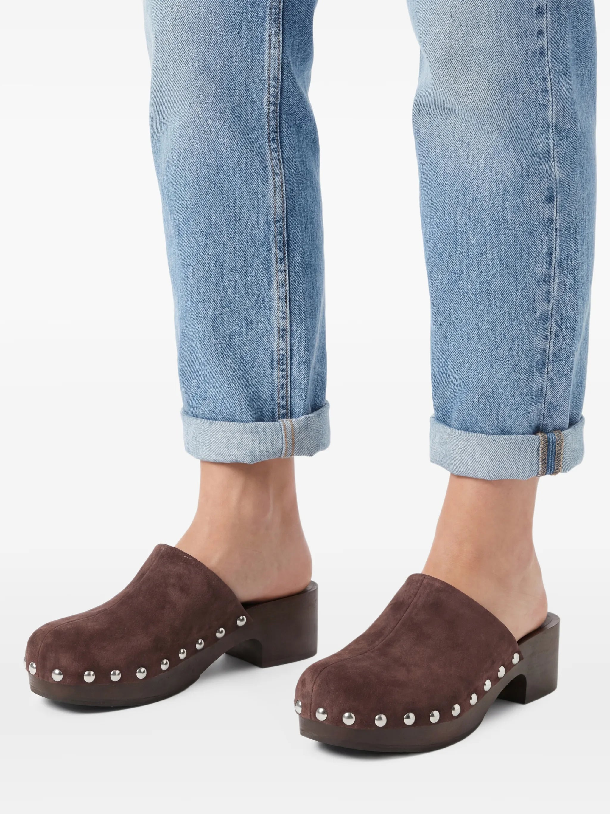 suede clog pumps
