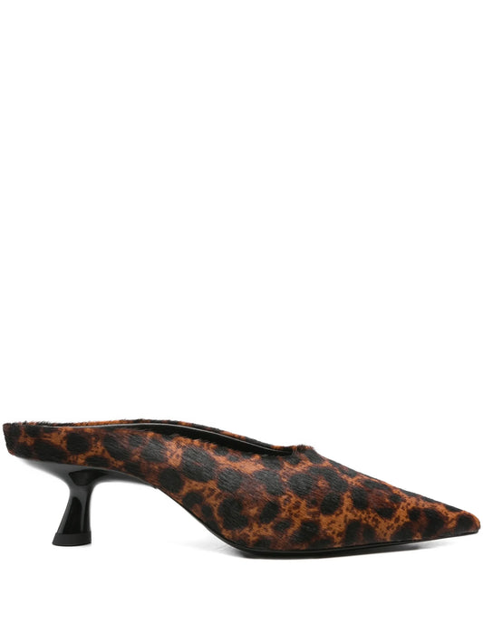 leather heeled mules