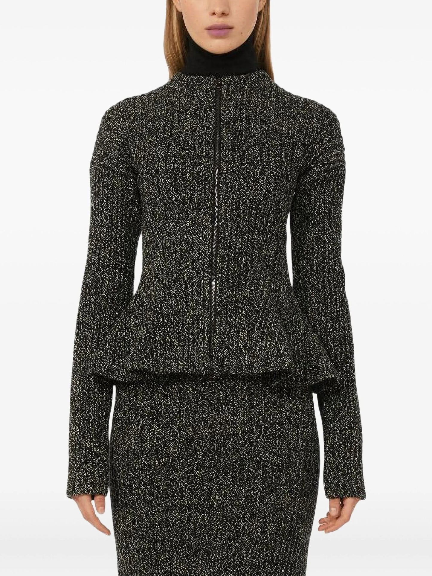 Kim ribbed-knit peplum cardigan