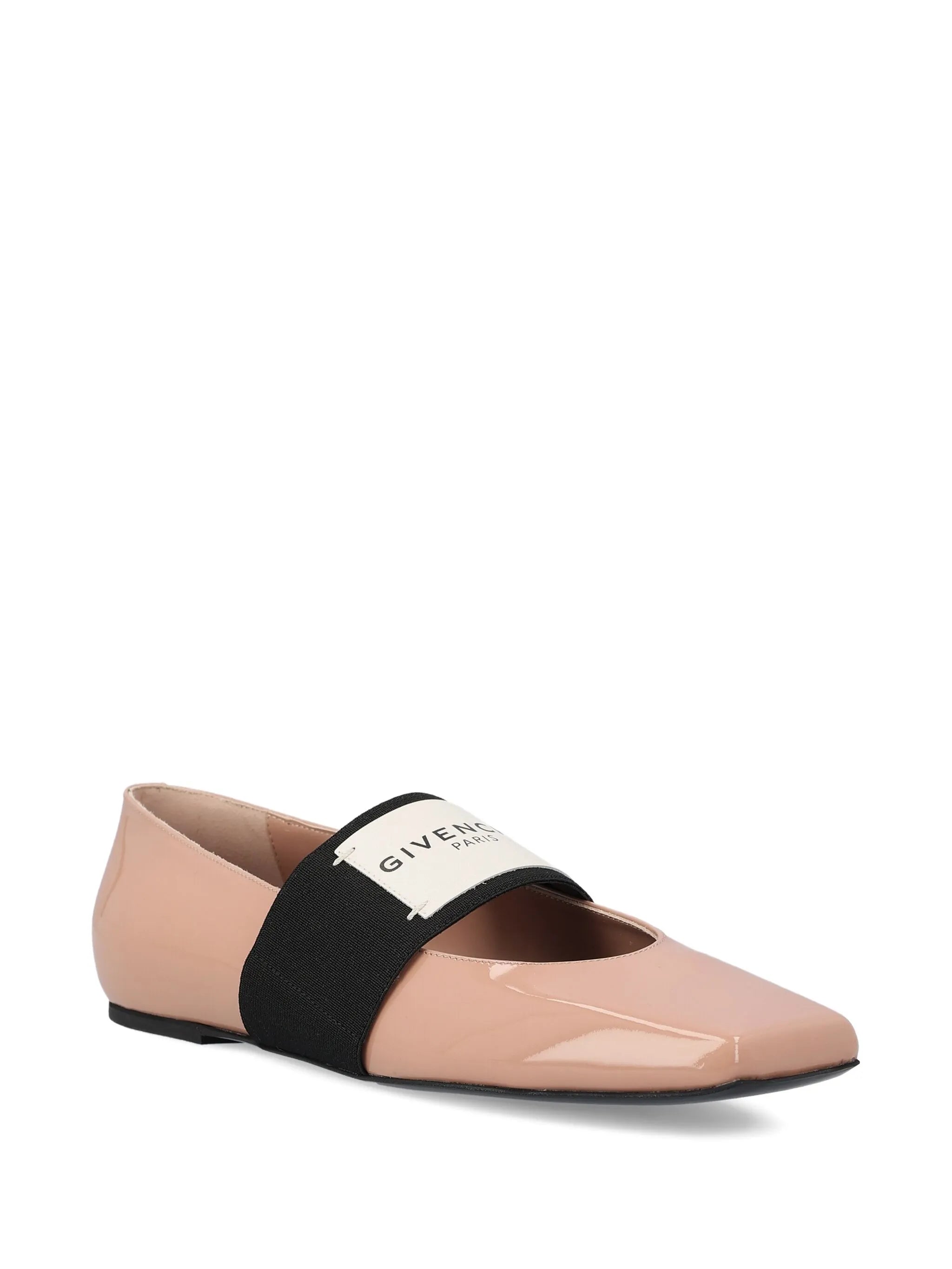 sliced square leather ballet flats