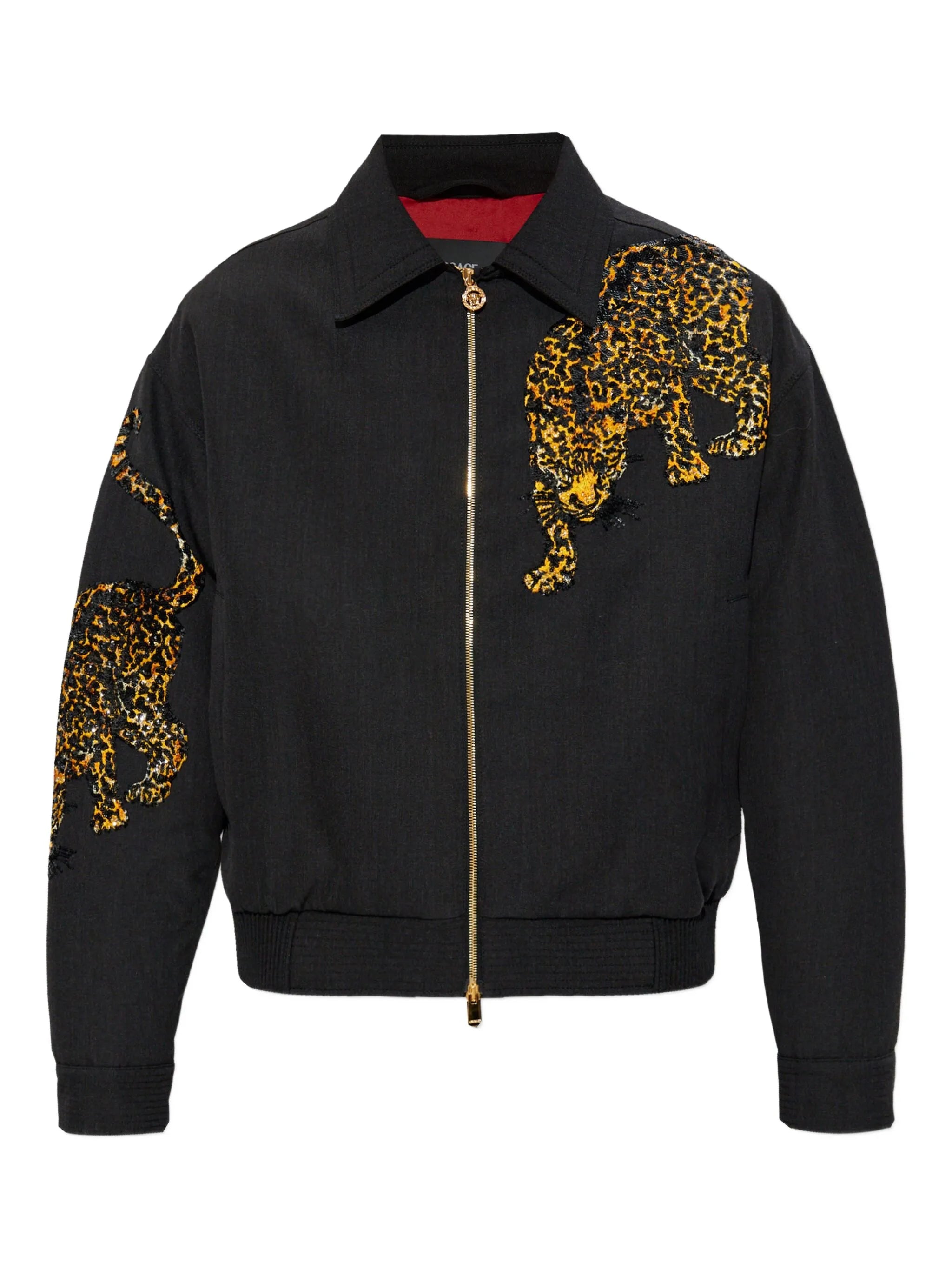 animal-print zip-up jacket