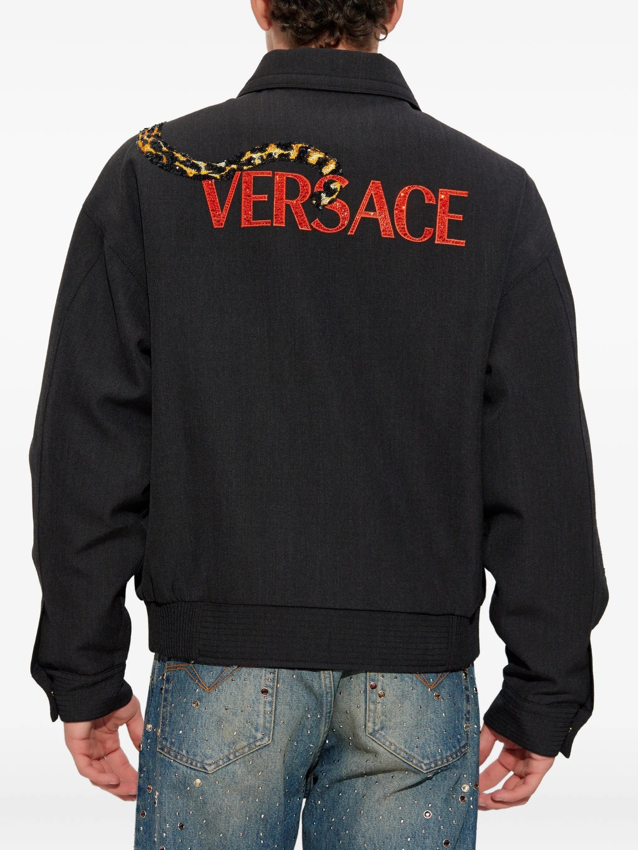 animal-print zip-up jacket