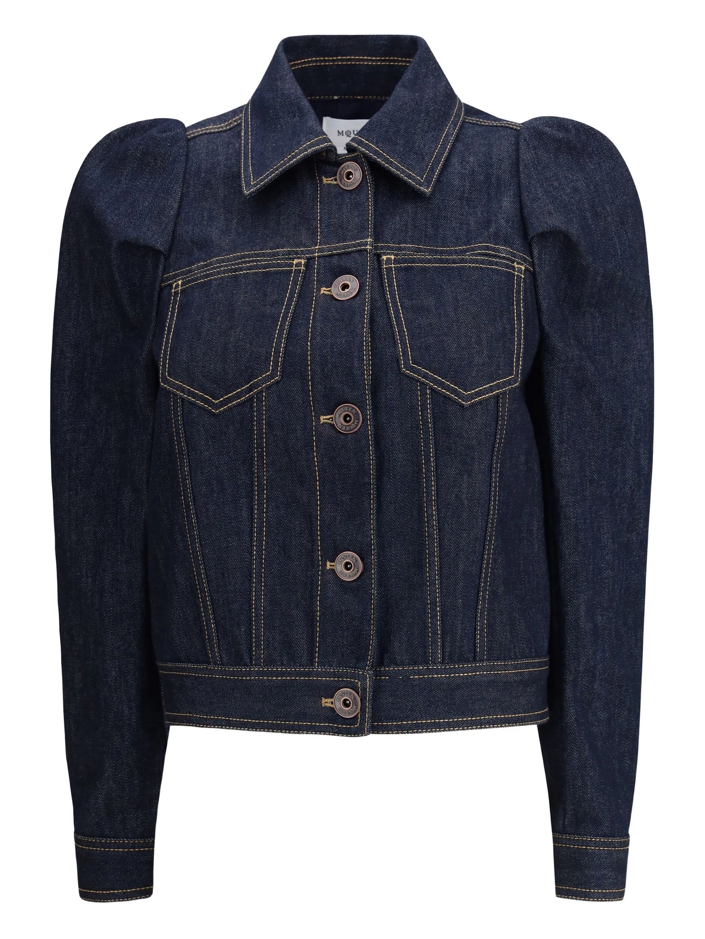 pinched-shoulder denim jacket