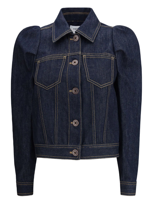 pinched-shoulder denim jacket