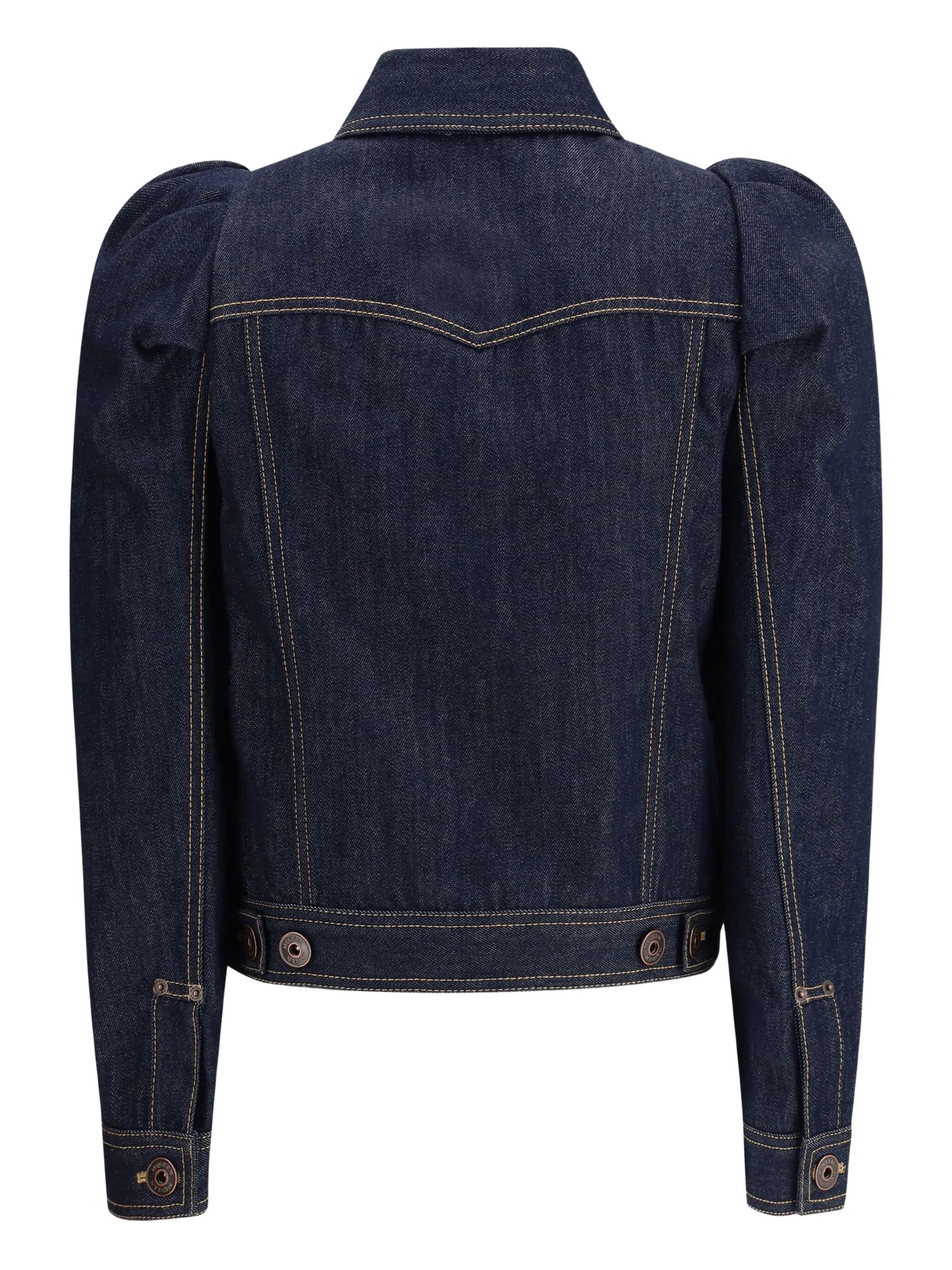 pinched-shoulder denim jacket