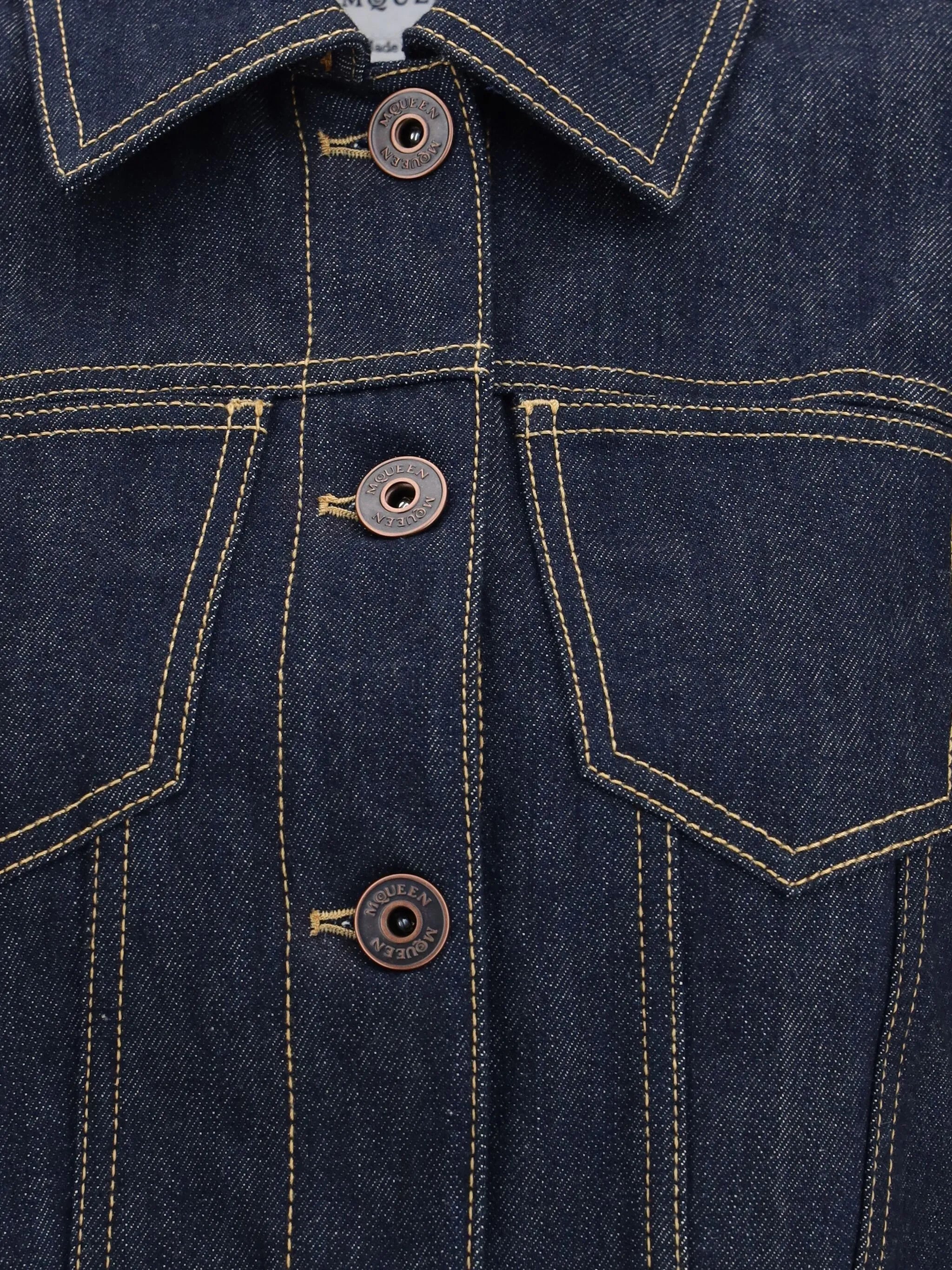 pinched-shoulder denim jacket