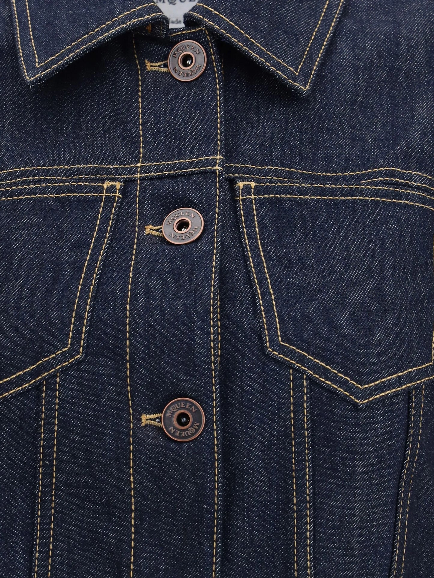 pinched-shoulder denim jacket