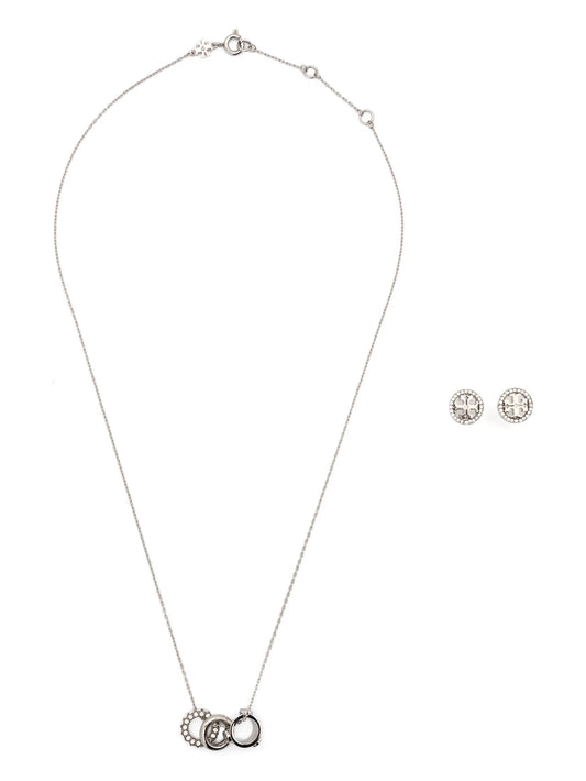 Icon crystal-embellished necklace and earring set