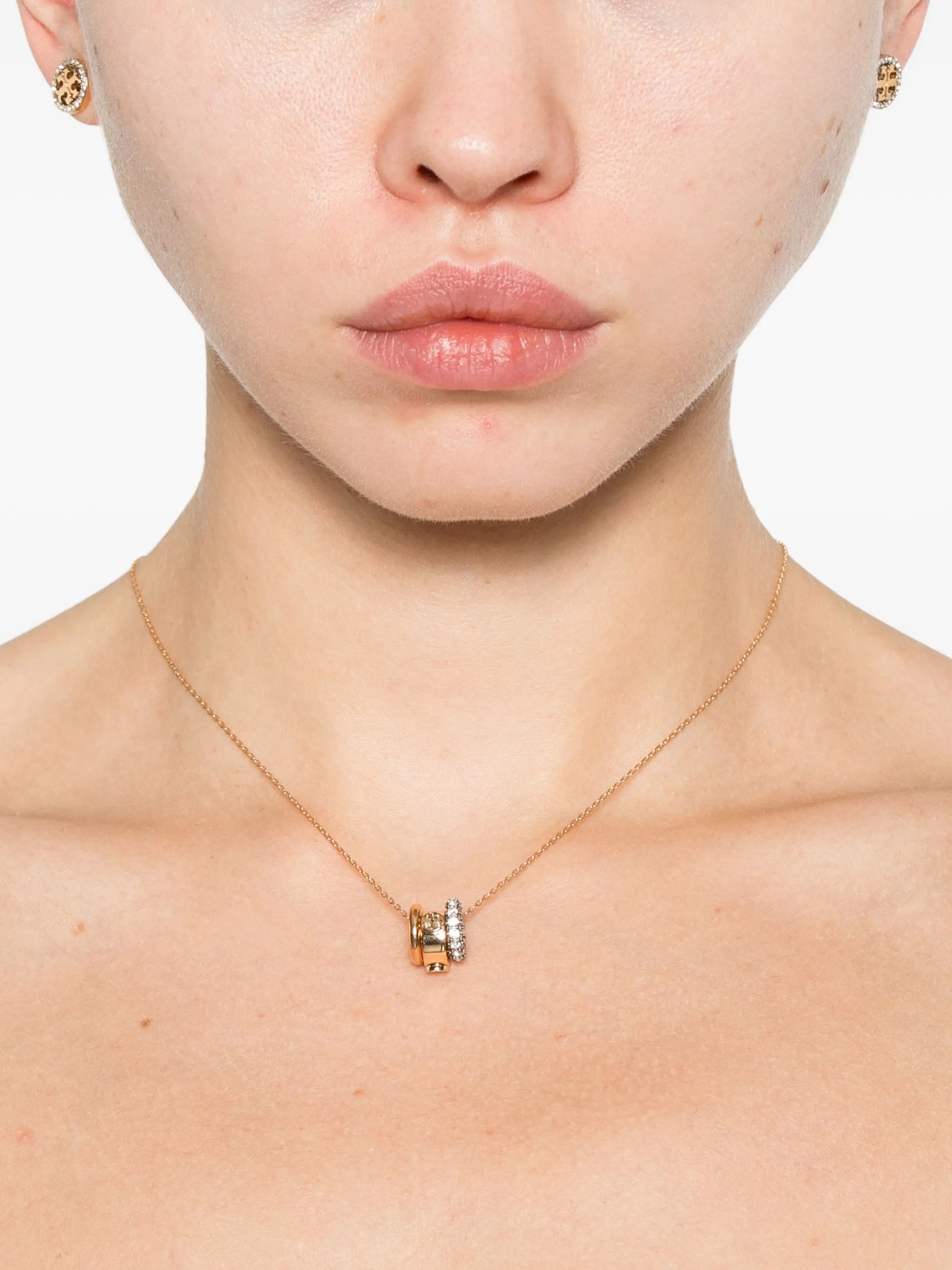 Pavé crystal-embellished necklace and earring set
