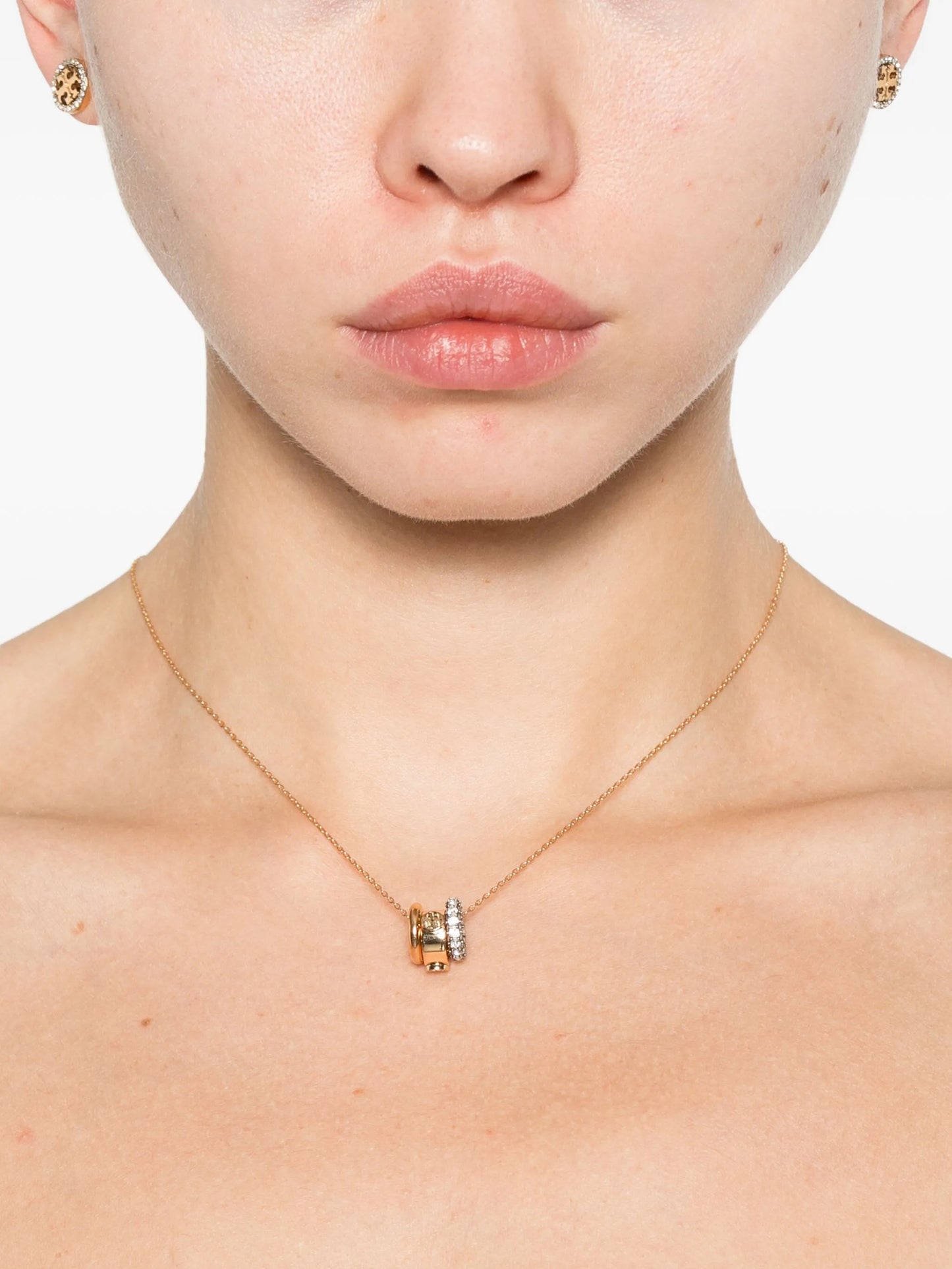 Pavé crystal-embellished necklace and earring set