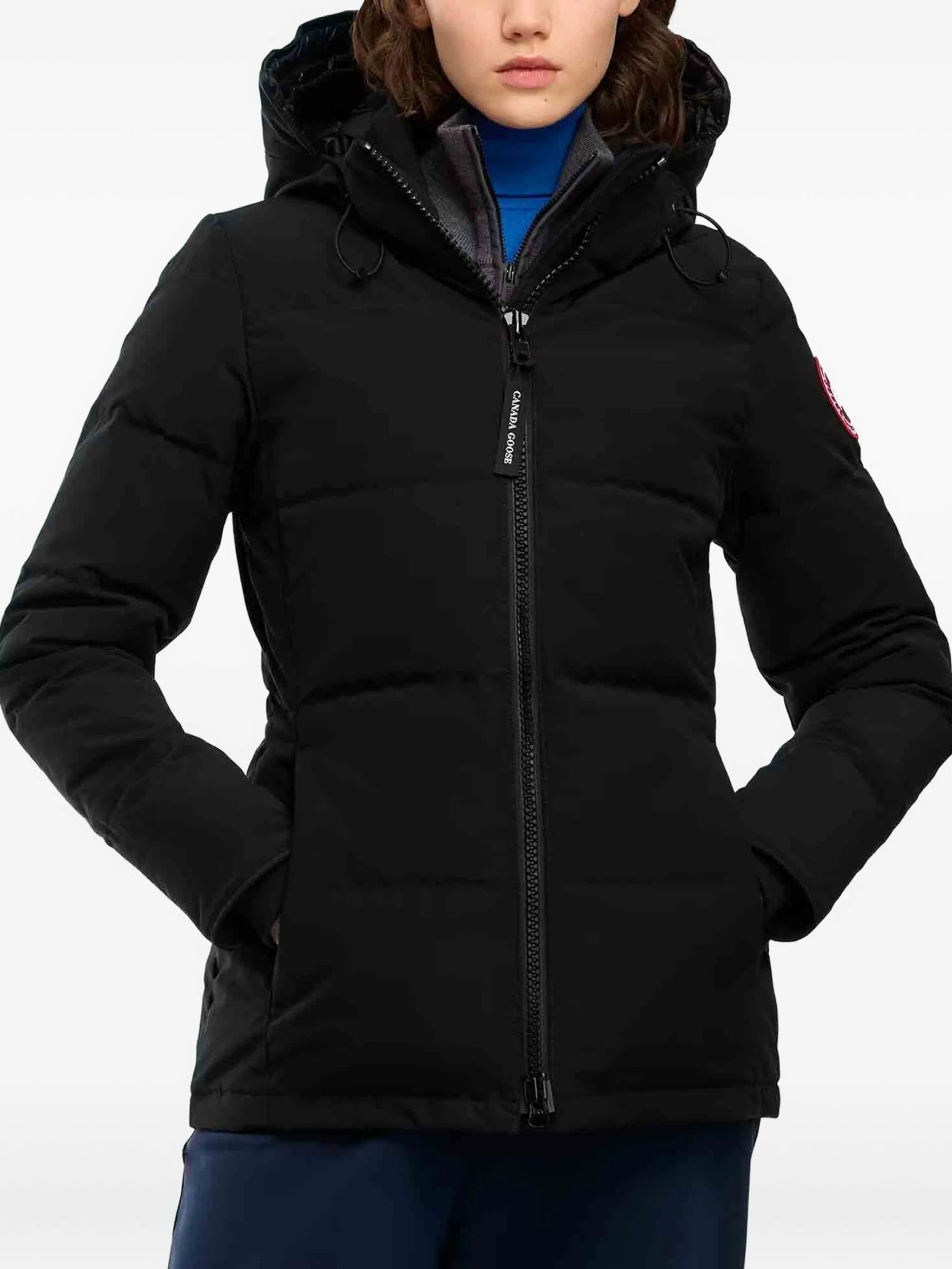 high-collar hooded puffer jacket