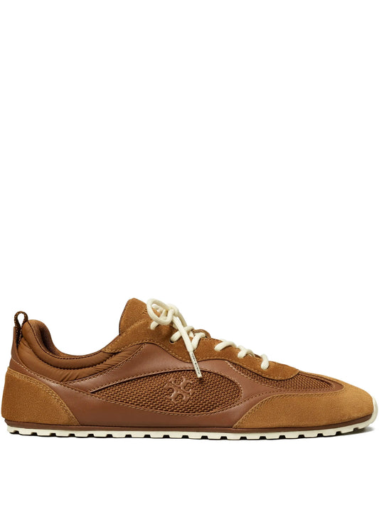 leather mesh panel trainers