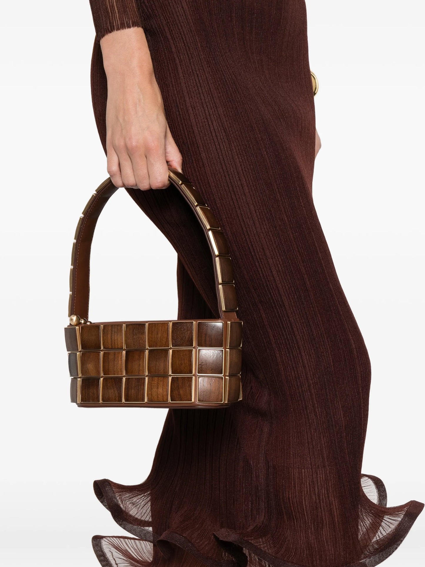 Romy panelled-wood shoulder bag
