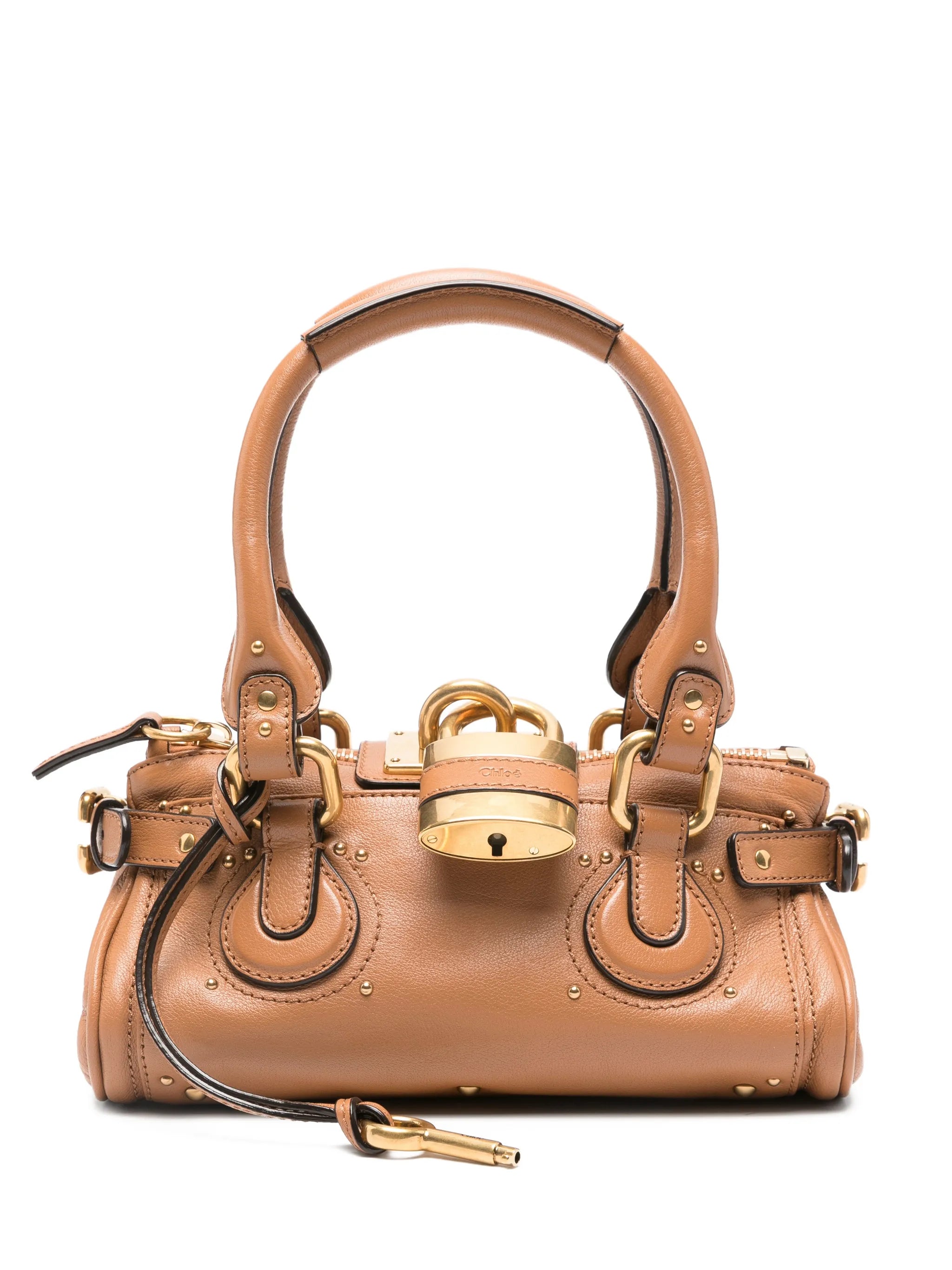 grained leather padlock paddington shoulder bag