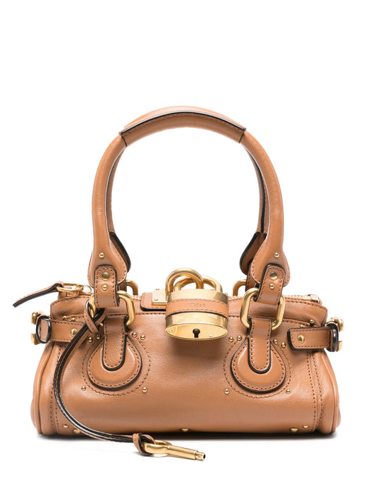 grained leather padlock paddington shoulder bag