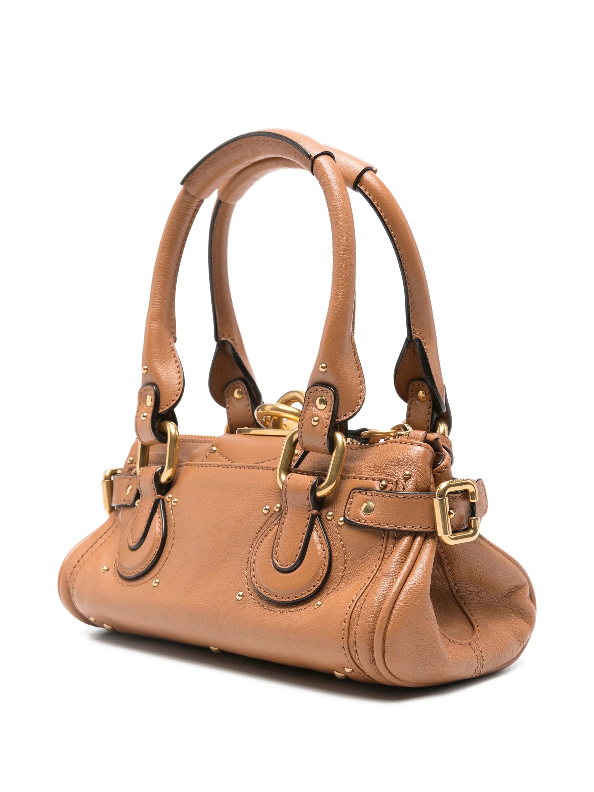 grained leather padlock paddington shoulder bag