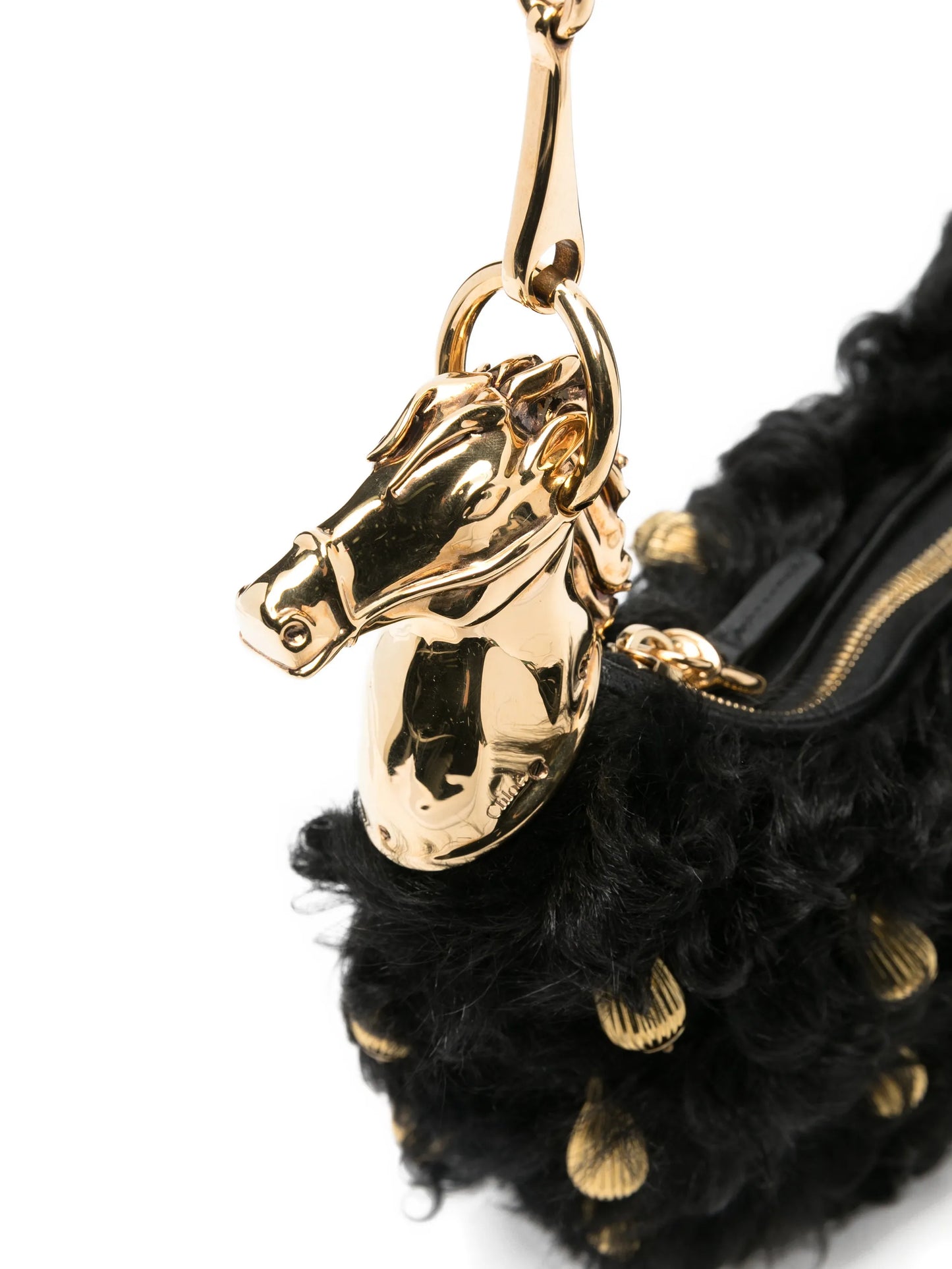 Chain Horse shearling shoulder bag