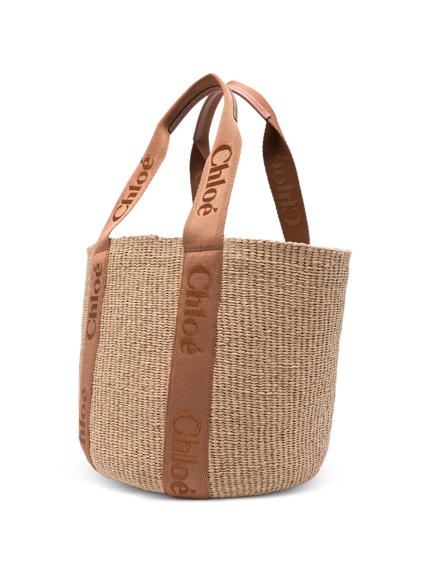 Large Woody raffia logo tote bag