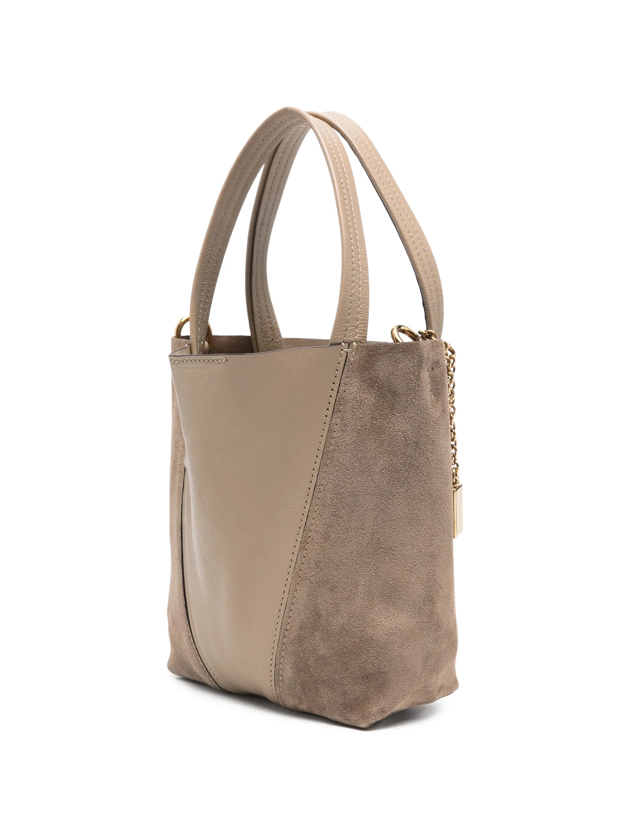 small suede grained leather tote bag