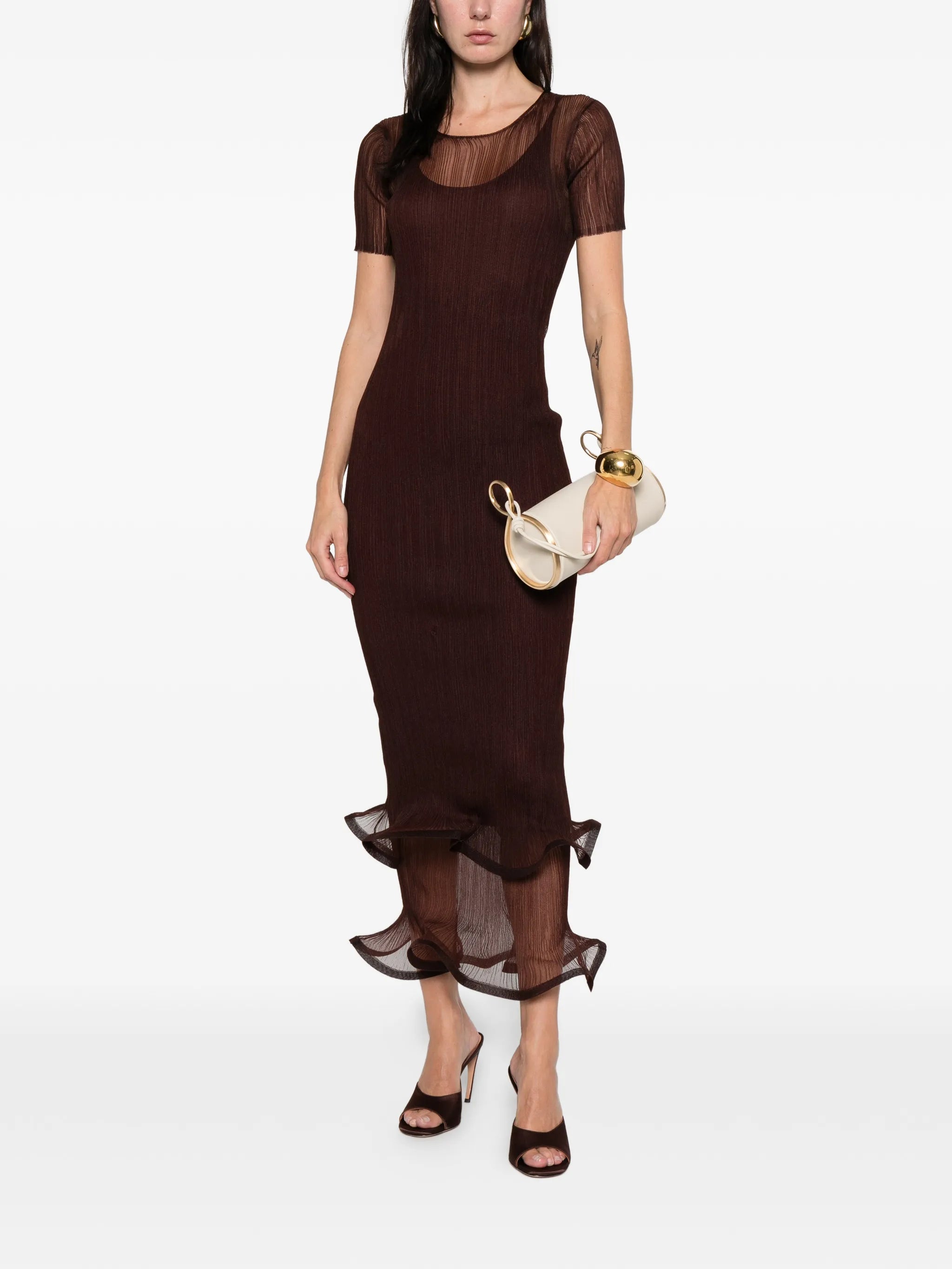 ruffled selena midi dress