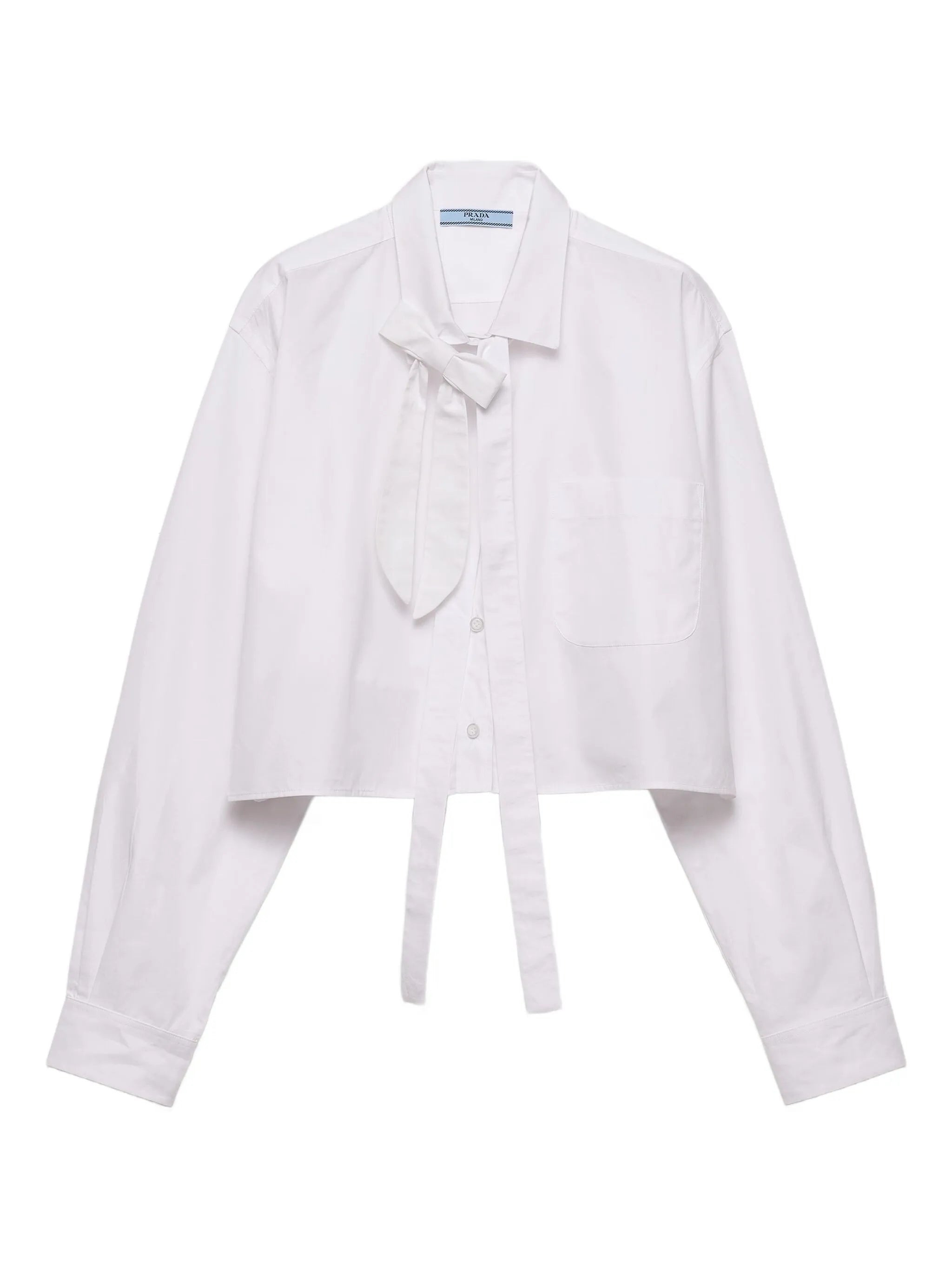 bow-collar patch-pocket shirt