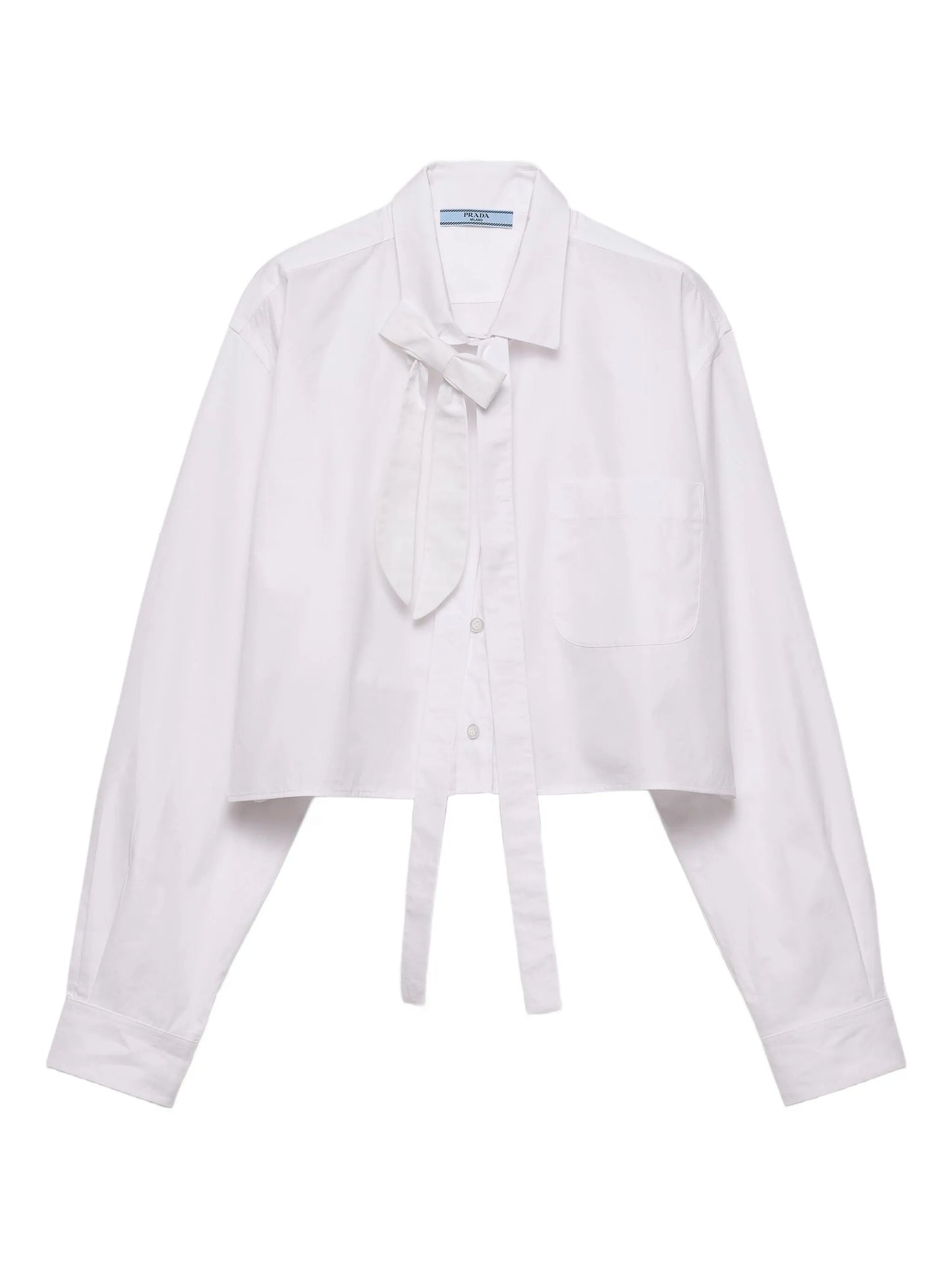 bow-collar patch-pocket shirt