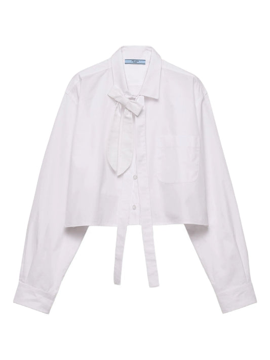 bow-collar patch-pocket shirt