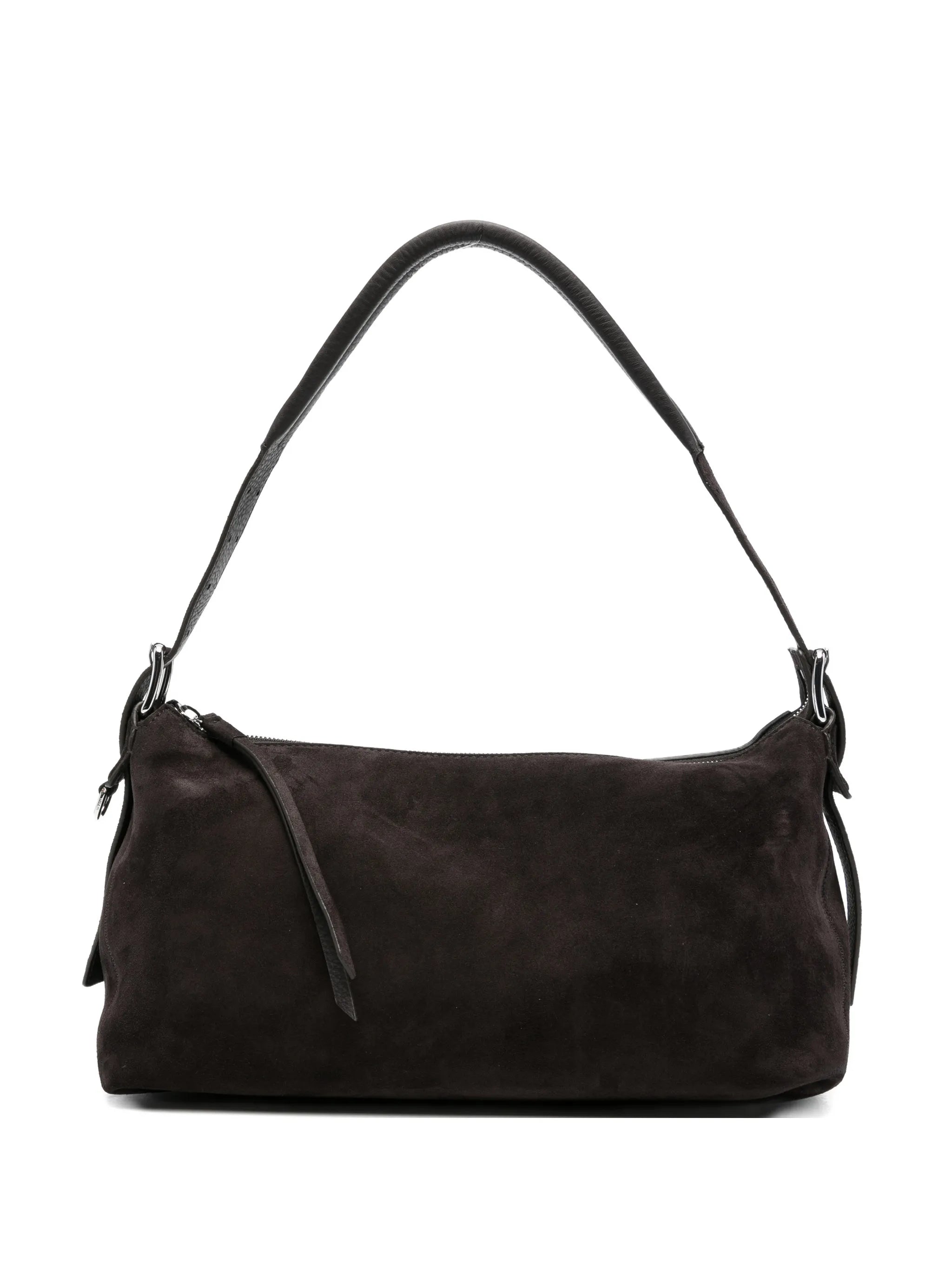 belted Baguette bag in suede leather