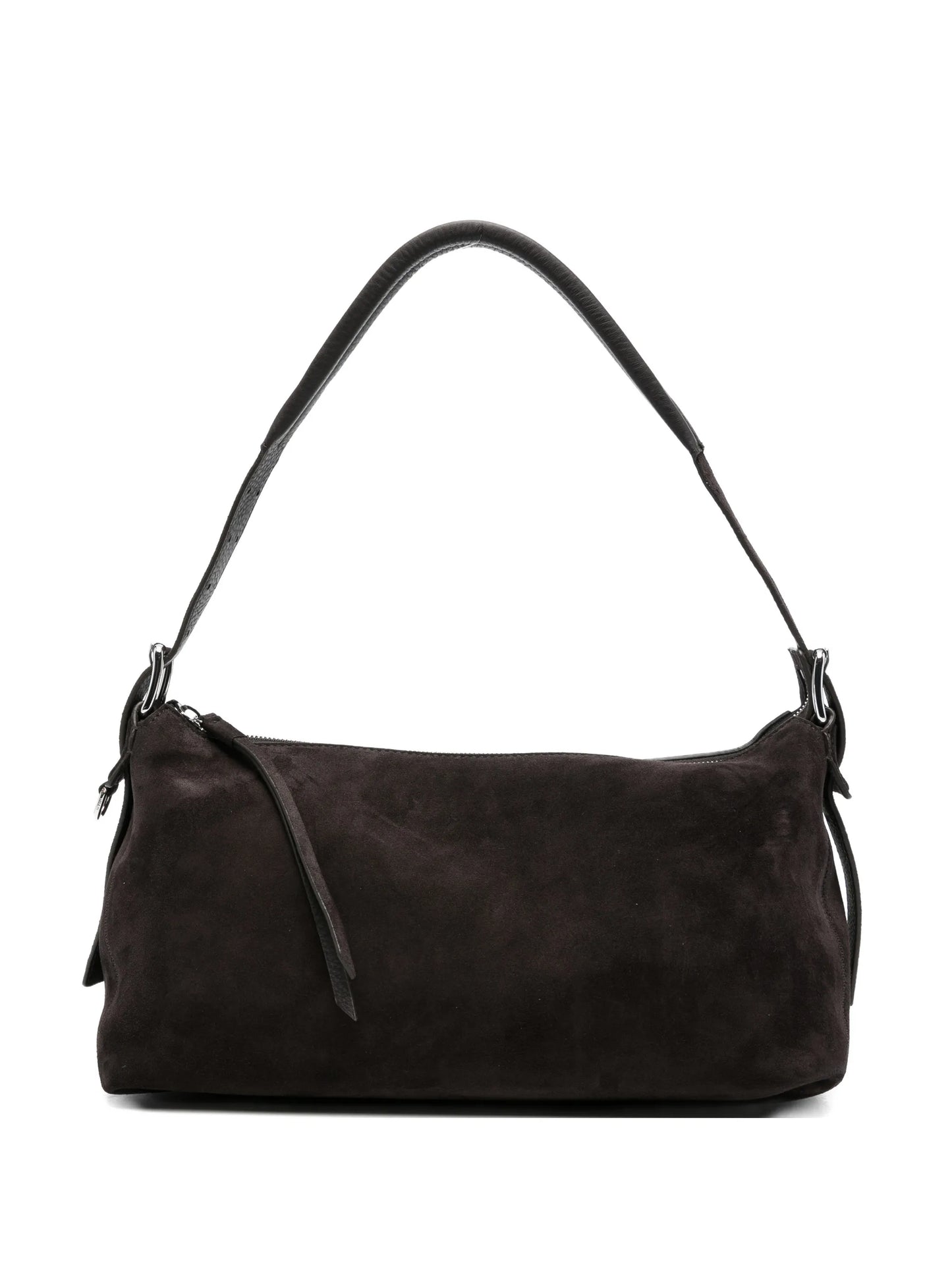 belted Baguette bag in suede leather