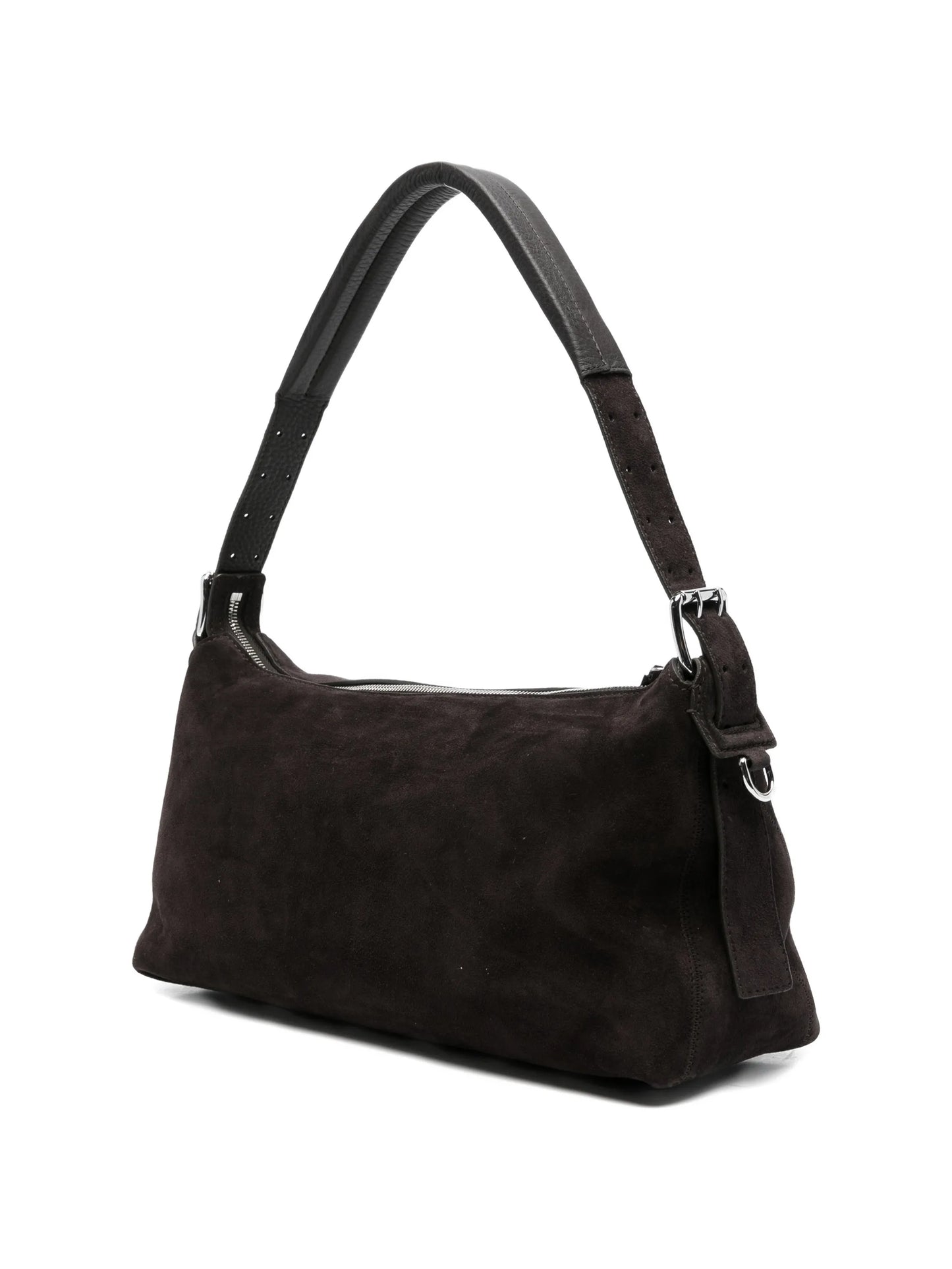 belted Baguette bag in suede leather
