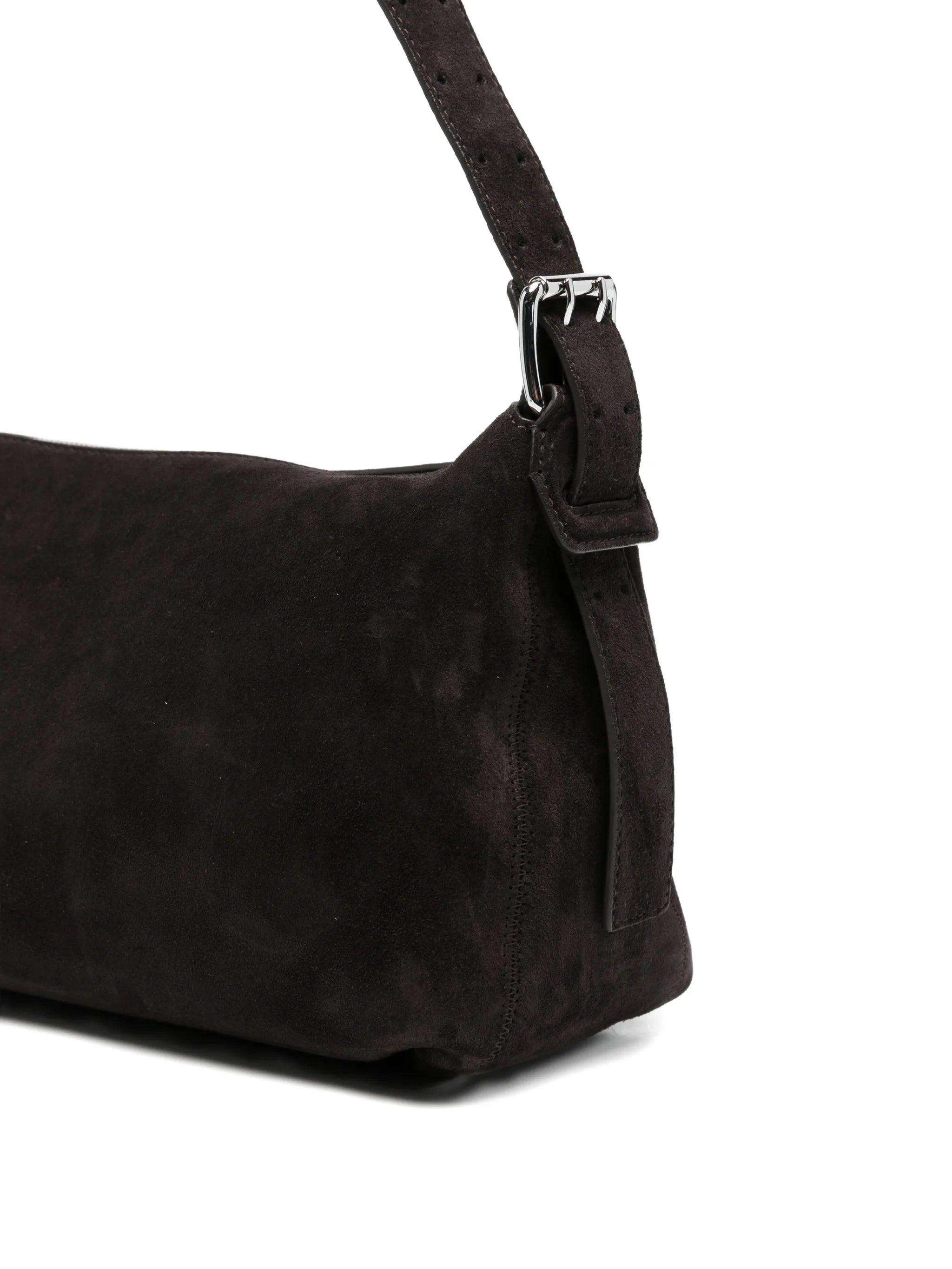 belted Baguette bag in suede leather
