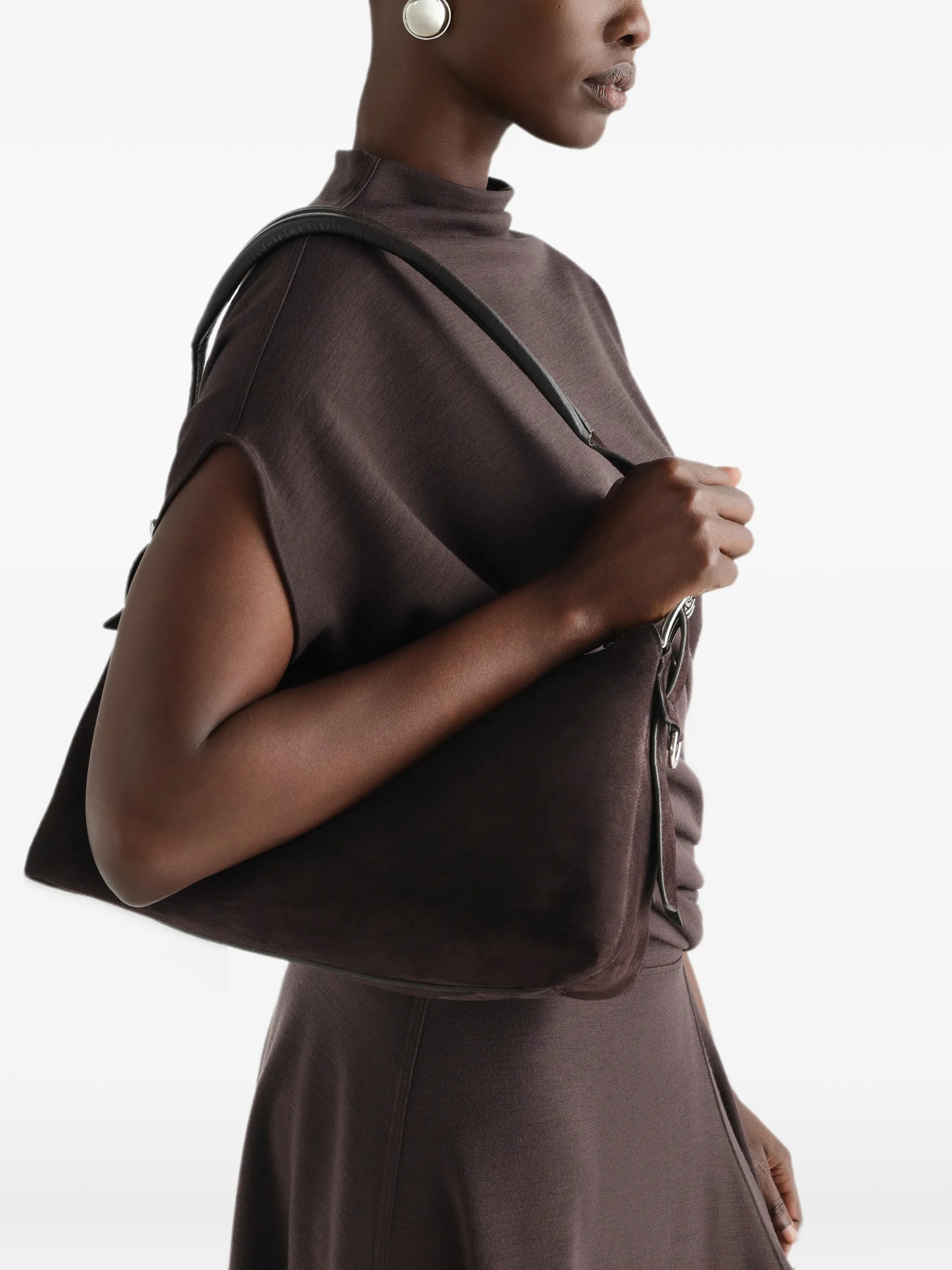 belted bag in suede leather