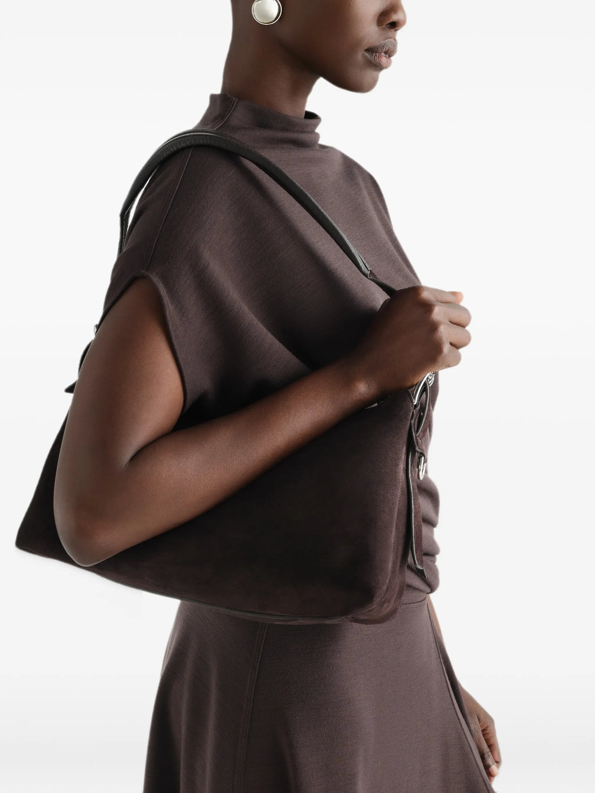 belted bag in suede leather