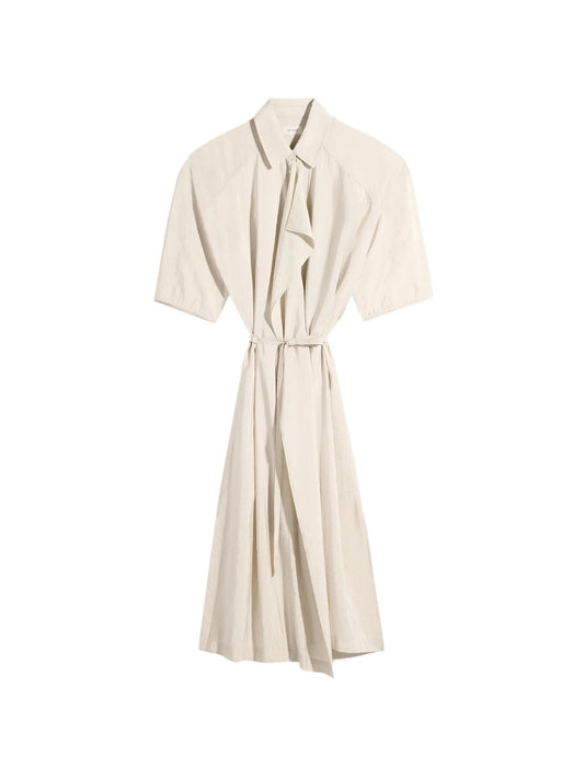 asymmetrical shirt dress in dry silk