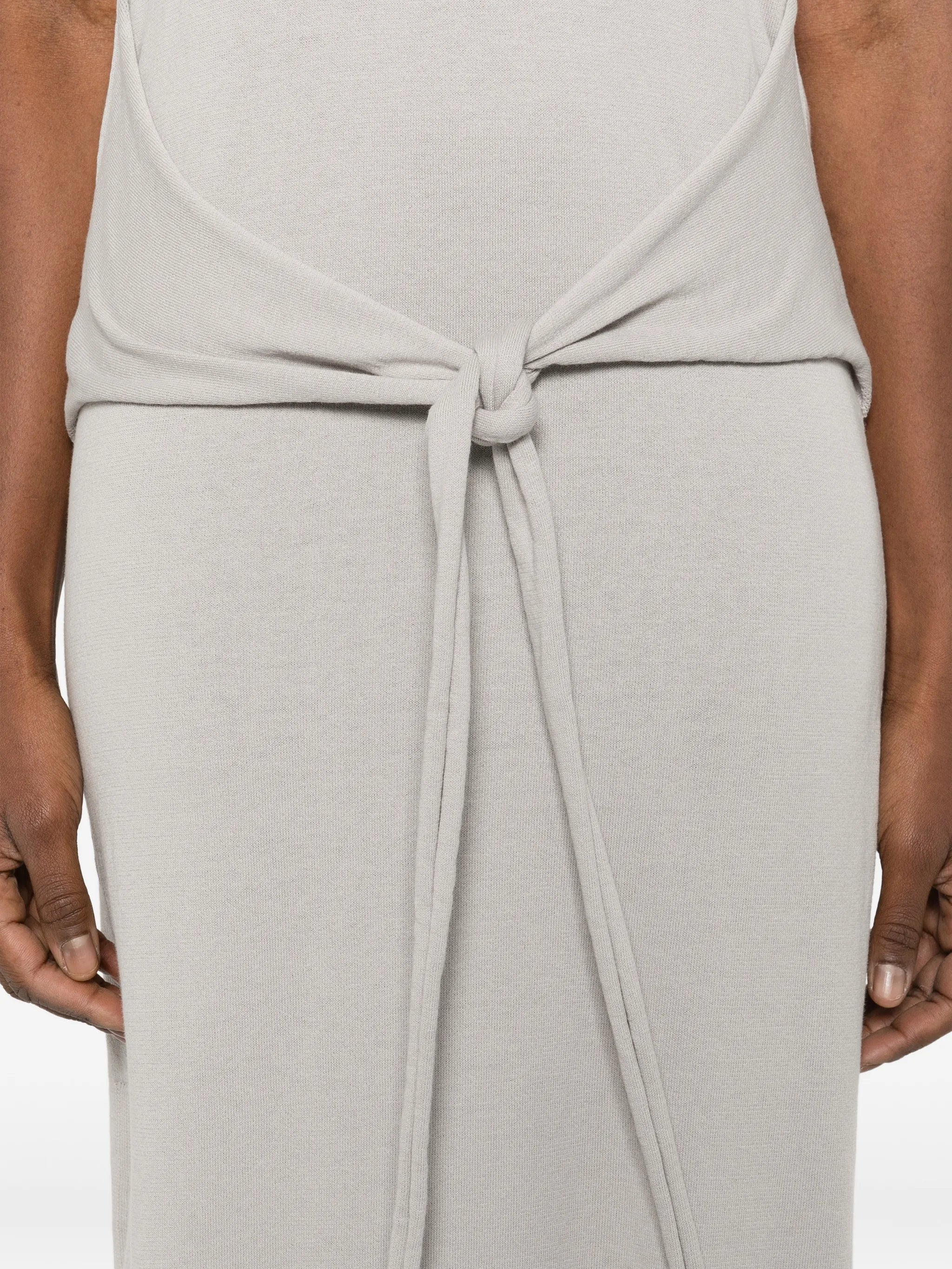 sleeveless knotted dress in fine cotton crepe