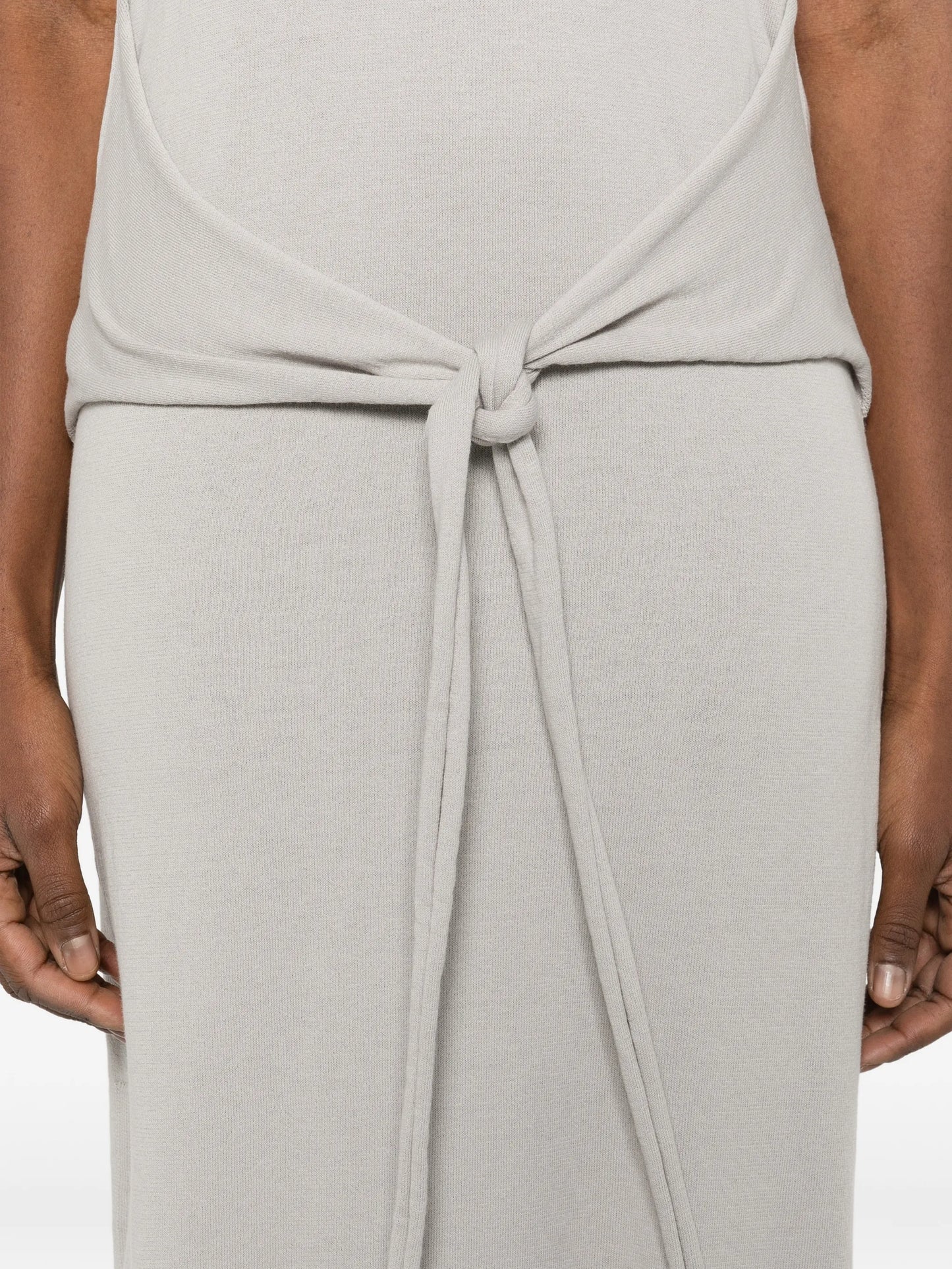 sleeveless knotted dress in fine cotton crepe