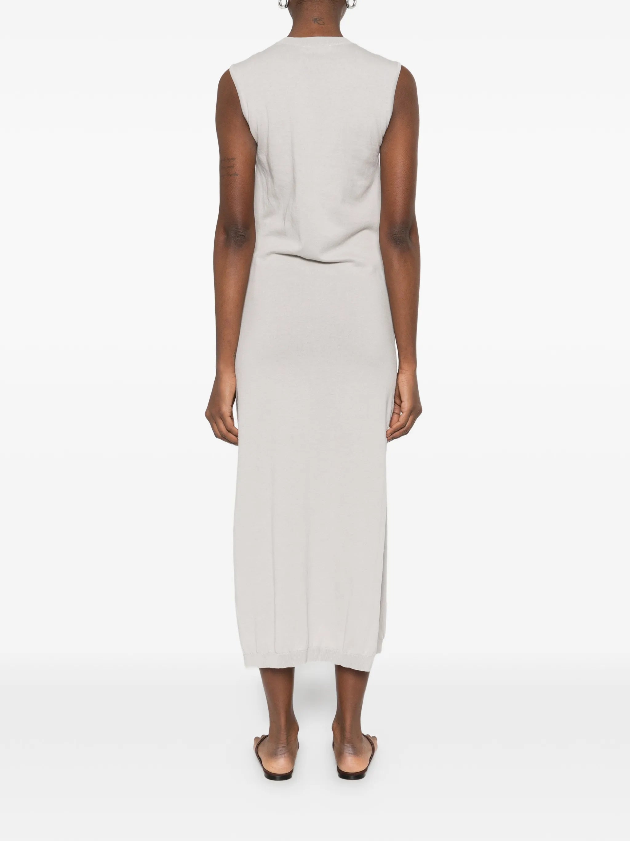 sleeveless knotted dress in fine cotton crepe