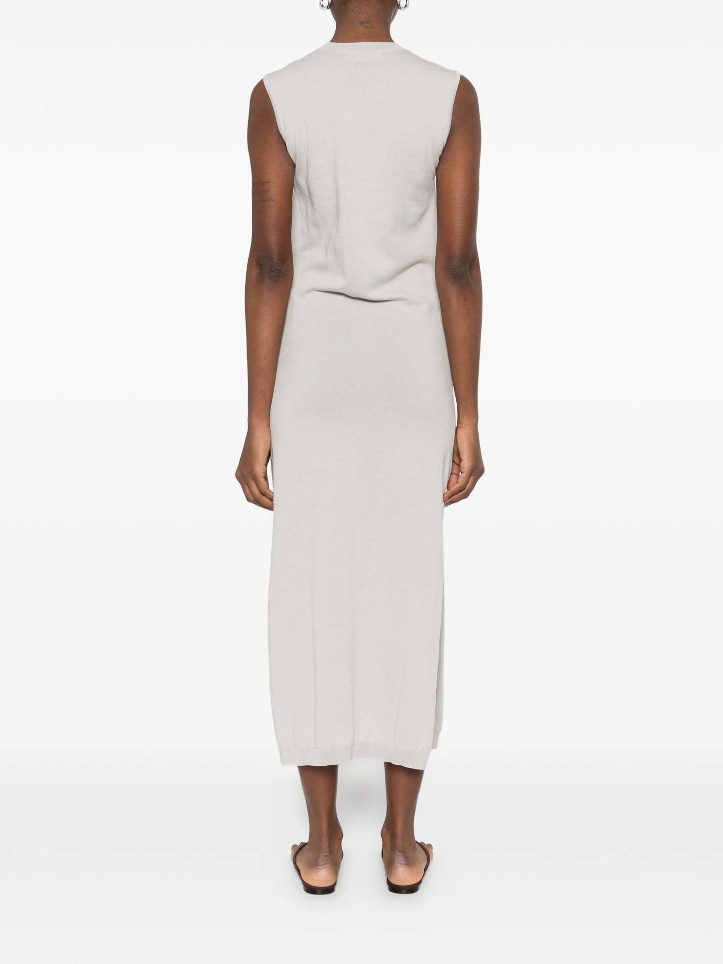 sleeveless knotted dress in fine cotton crepe