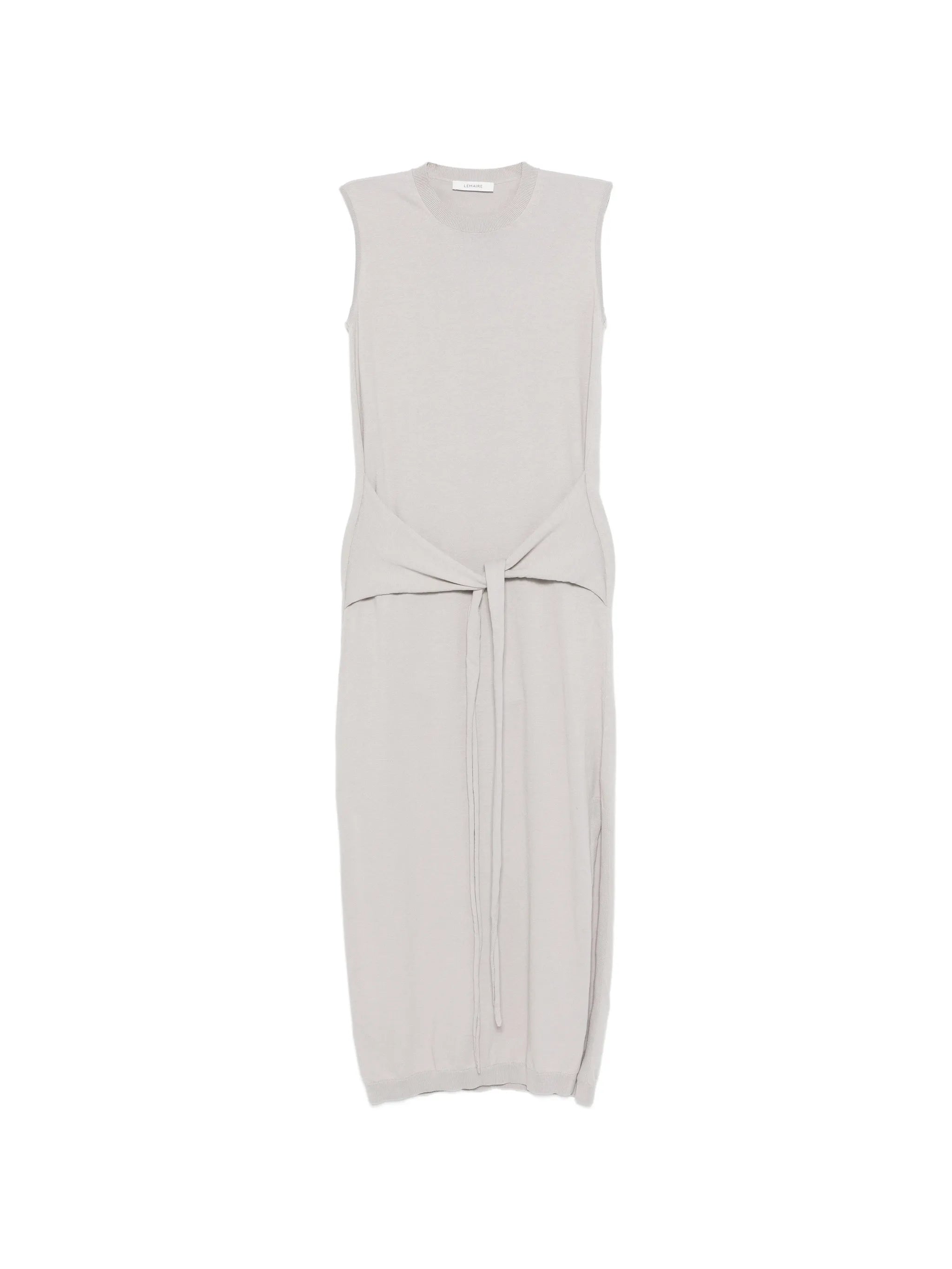 sleeveless knotted dress in fine cotton crepe