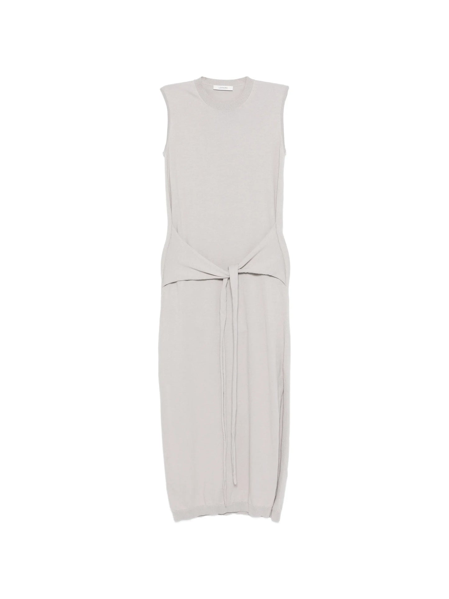 sleeveless knotted dress in fine cotton crepe
